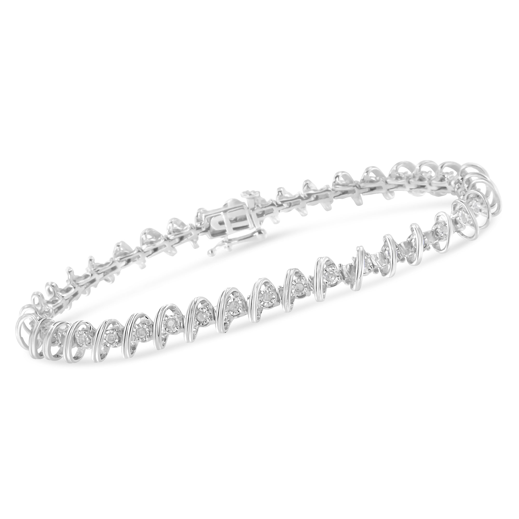 .925 Sterling Silver 1/2 Cttw Diamond Miracle-Set 7" Tennis Bracelet (I-J Color, I3 Clarity) by Bids.com