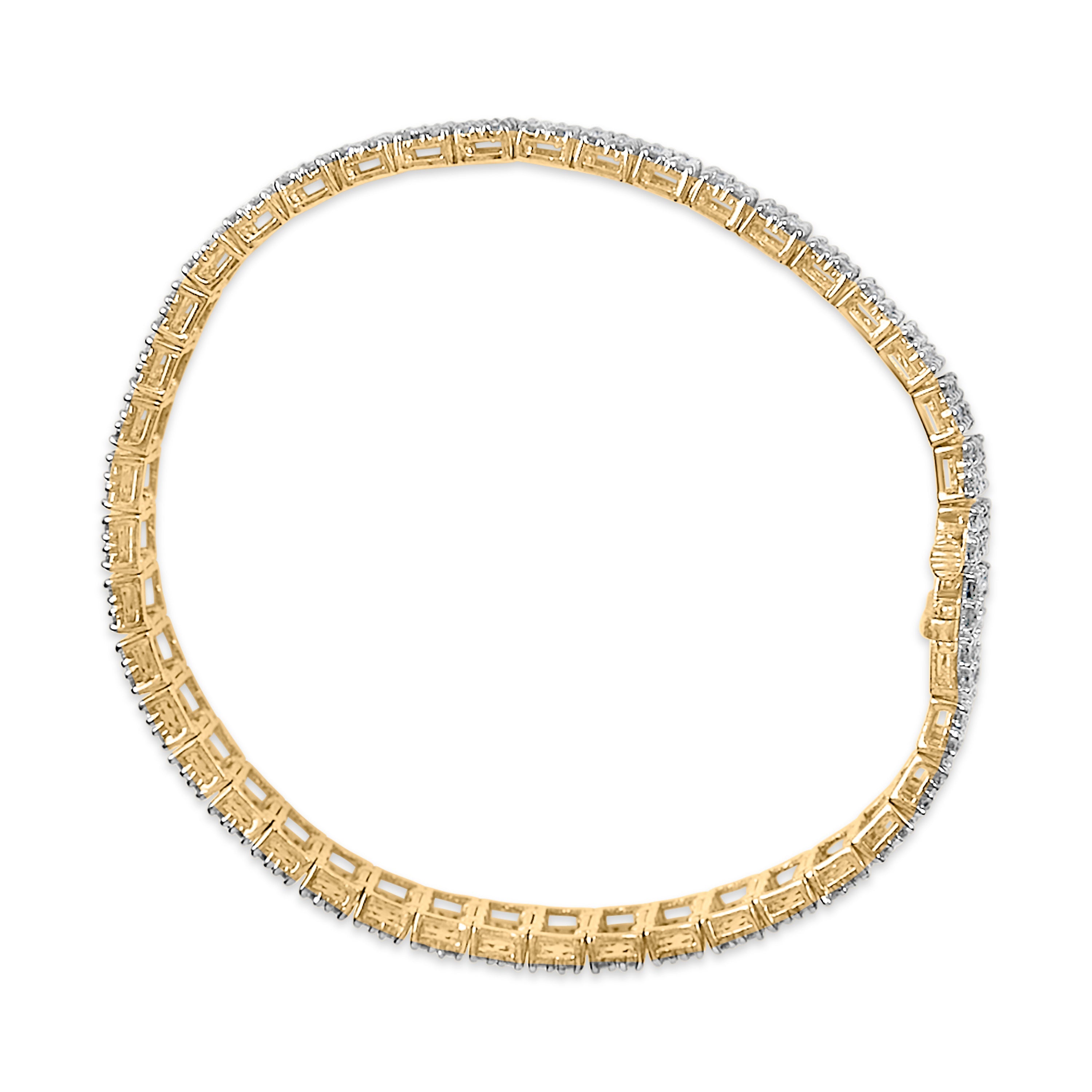 IGI Certified 14K Yellow Gold Plated Sterling Silver 10.0 Cttw Diamond 4 Row Tennis Bracelet DestGlow