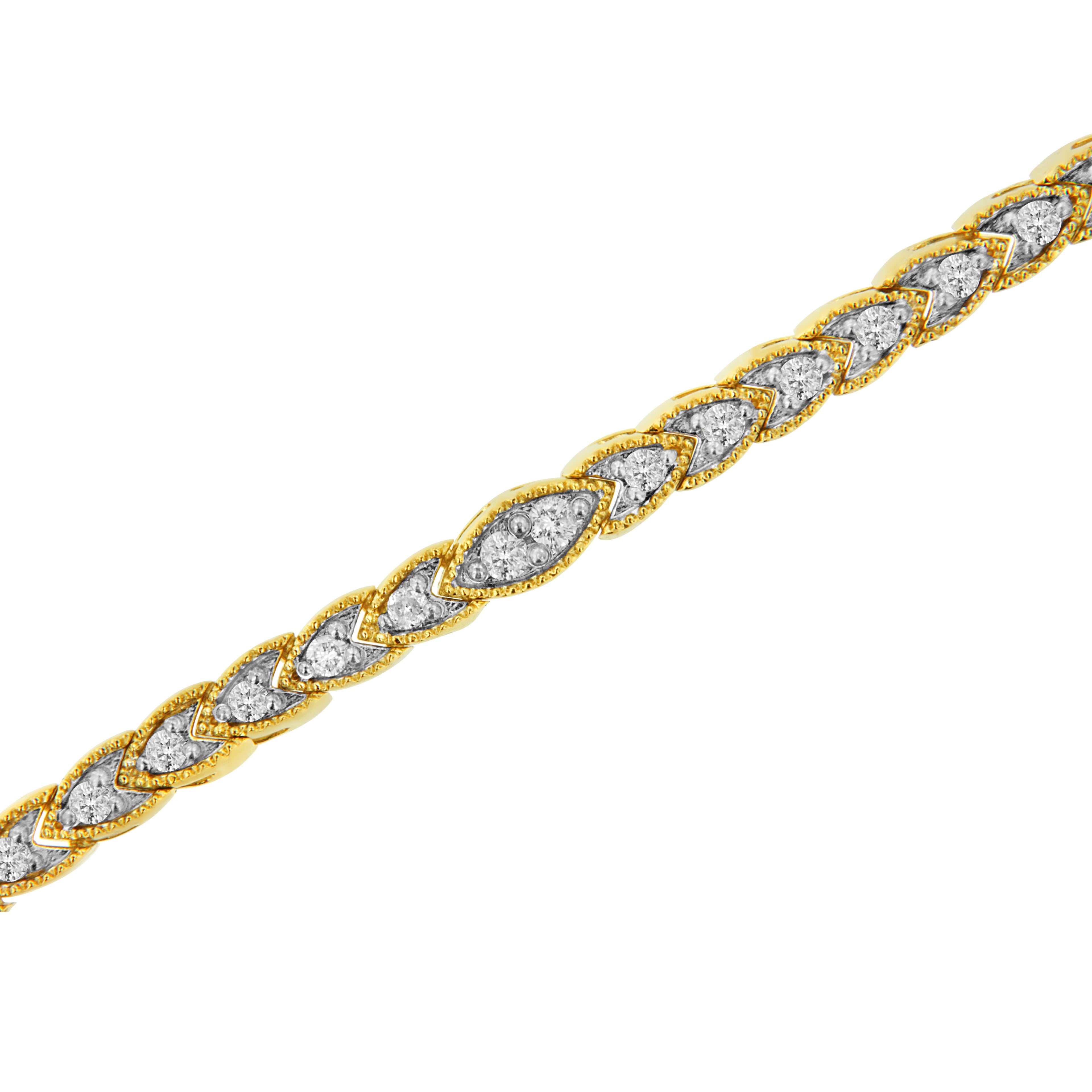 10K Yellow Gold Plated .925 Sterling Silver 1 cttw Prong-Set Diamond Pear Shape Link Bracelet (I-J Color, I1-I2 Clarity) - 7.25" by Bids.com