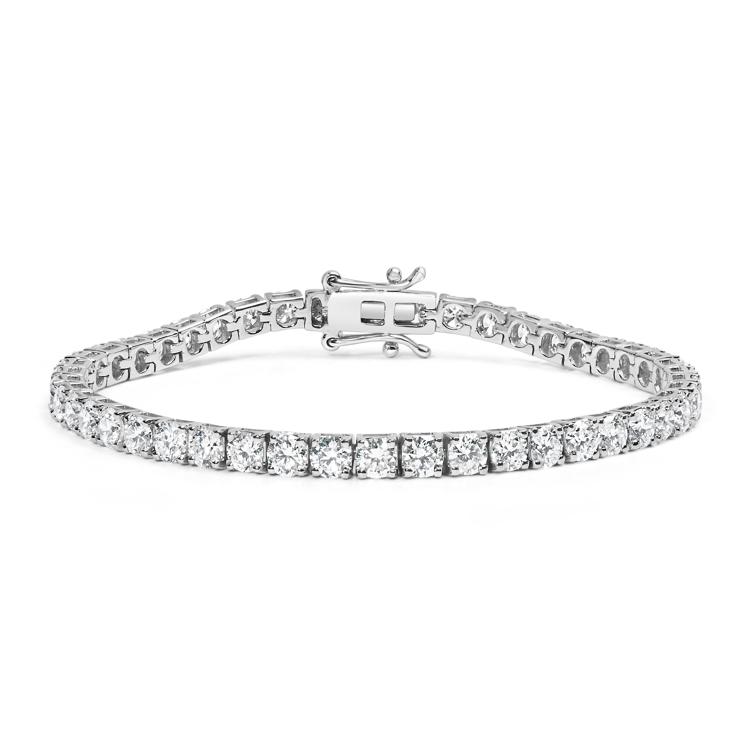 14K White Gold 5.00 Cttw Prong Set Lab Grown Round Diamond Classic Tennis Bracelet (F-G Color, VS2-SI1 Clarity) - 7.25" DestGlow