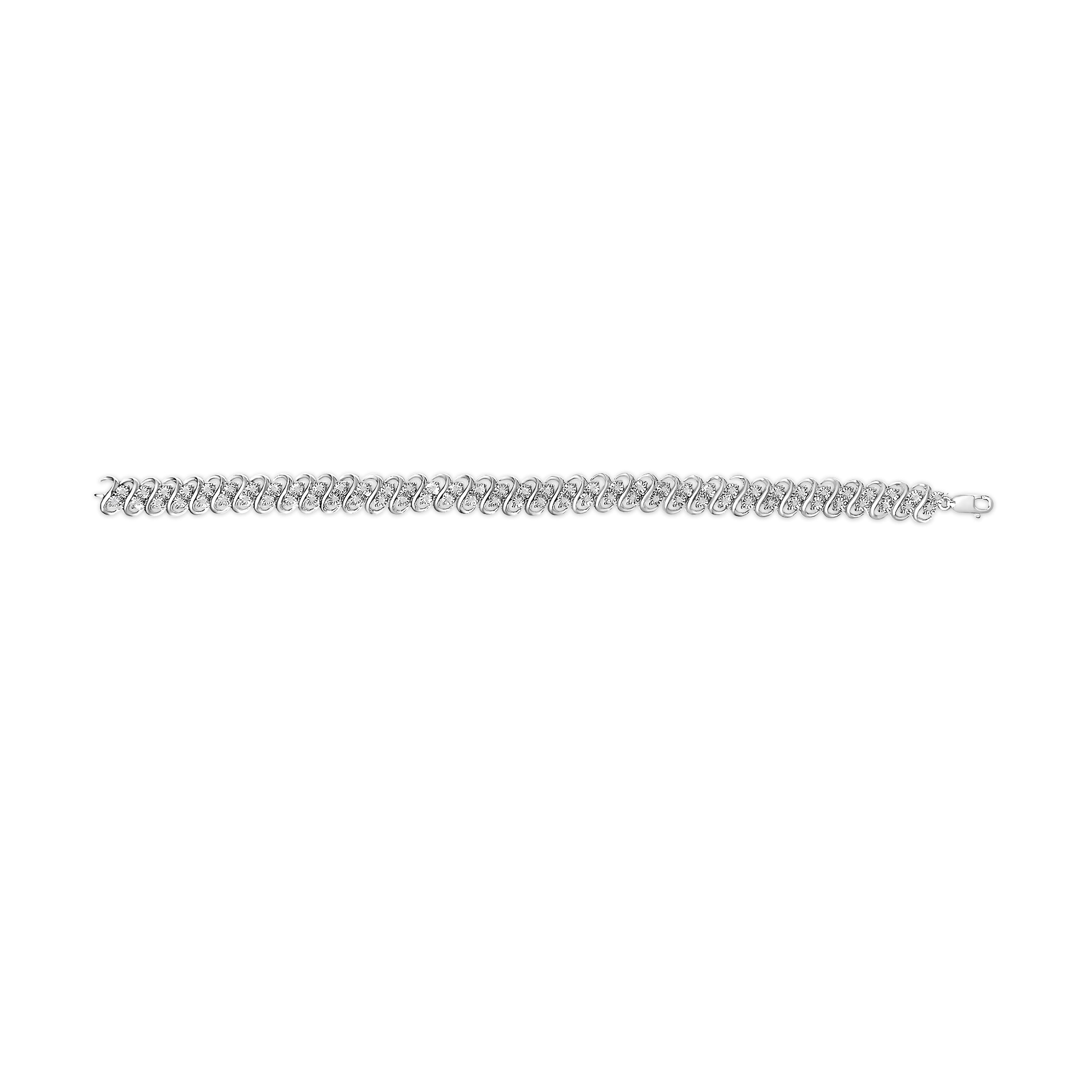 .925 Sterling Silver 1/2 Cttw Diamond Double Row S-Link Bracelet (I-J Color, I2-I3 Clarity) - 7.5" Inches by Bids.com