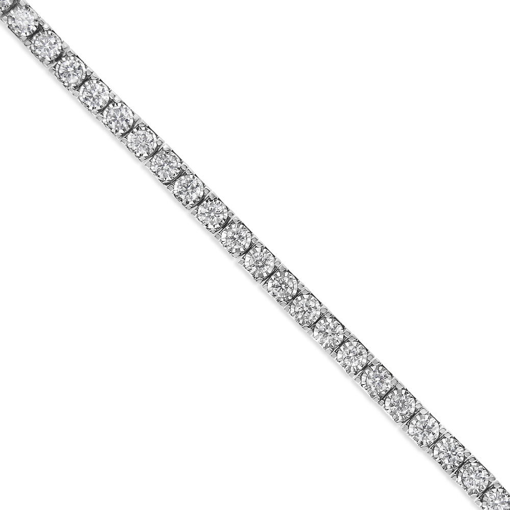 14K White Gold 2.0 Cttw Miracle Set Round-Cut Lab Grown Diamond Illusion 7" Tennis Bracelet (F-G Color, VS2-SI1 Clarity) DestGlow