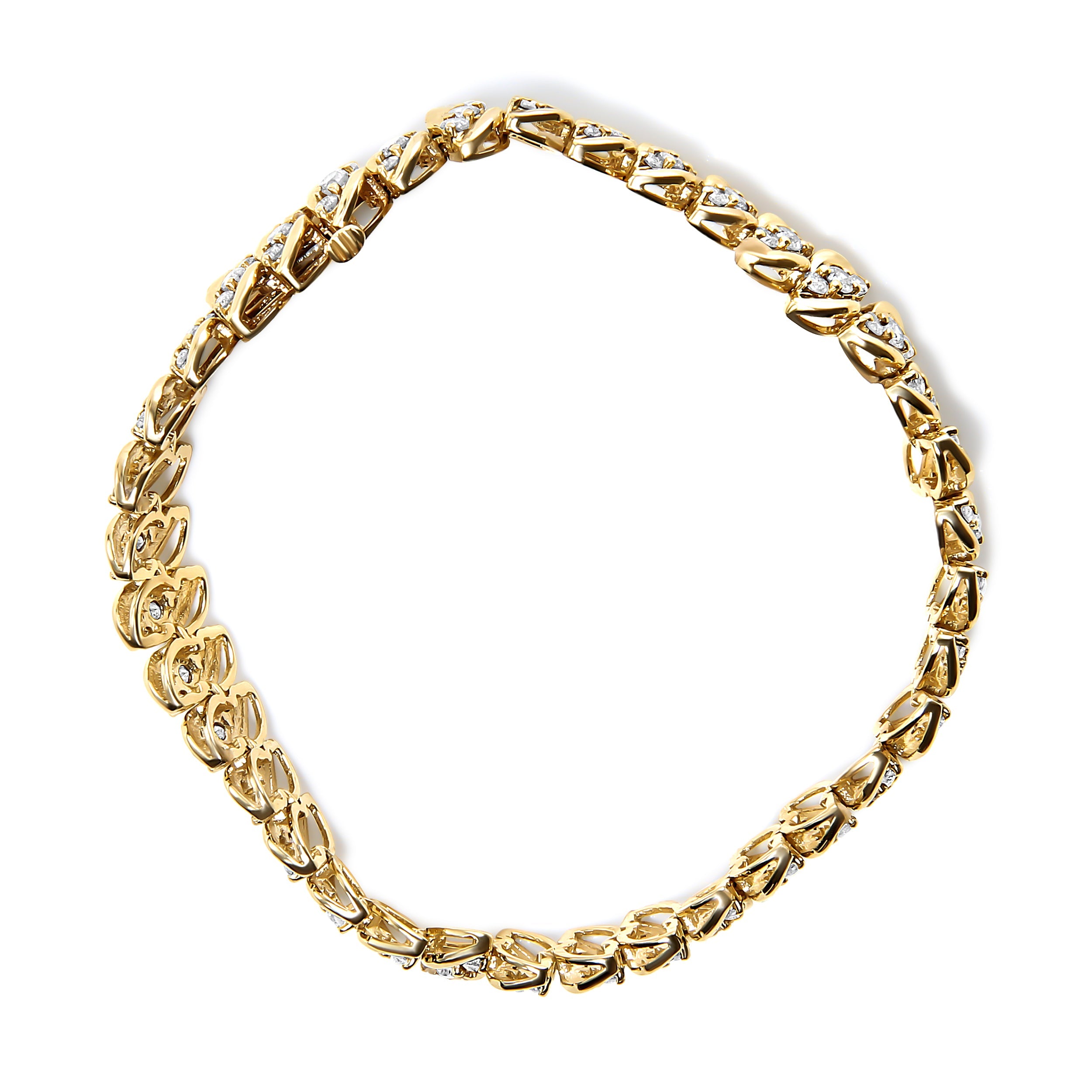 10K Yellow Gold 5.0 Cttw Diamond Double Row S-Link Cuban Bracelet (J-K Color, I2-I3 Clarity) - 7.25" Inches by Bids.com