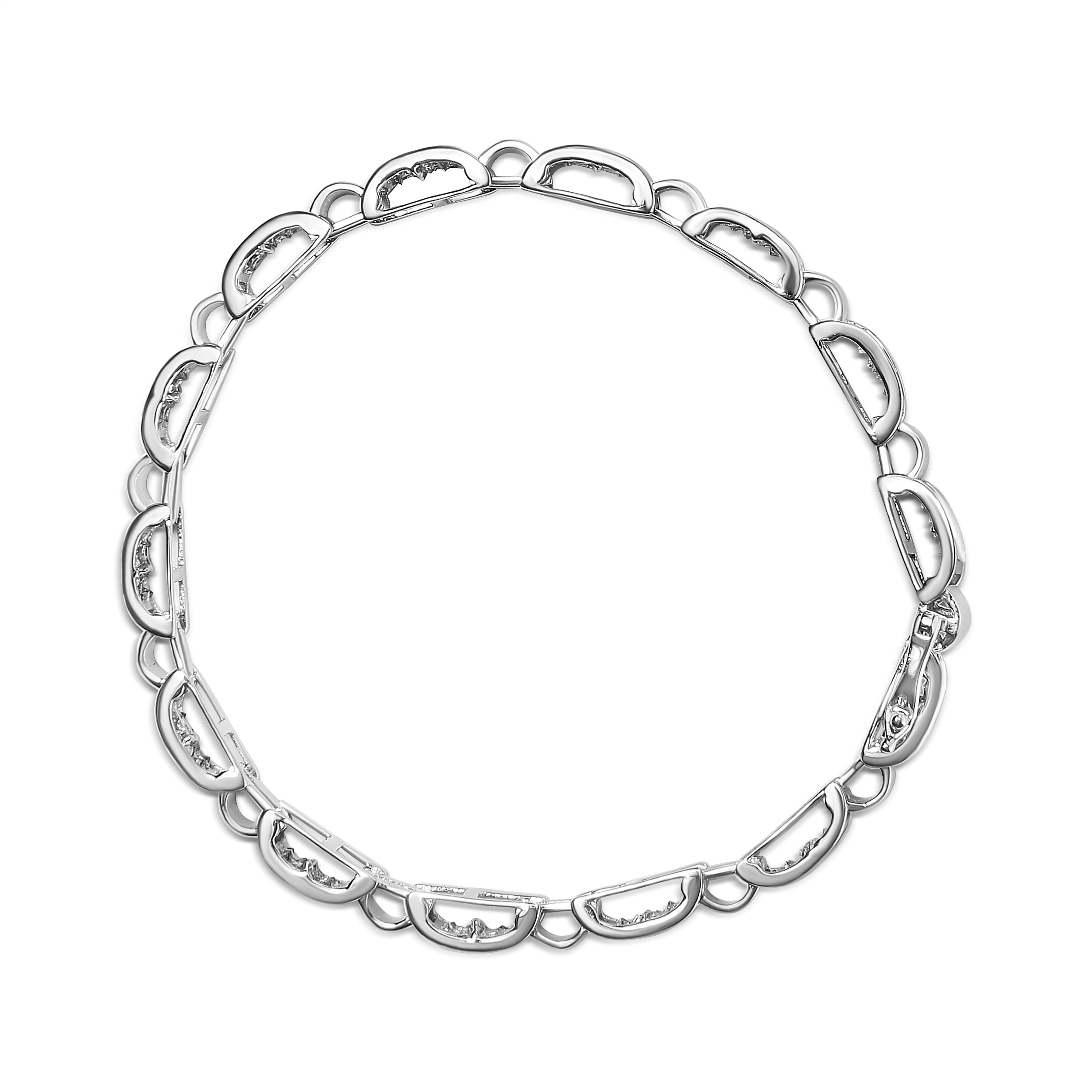 14K White Gold 2.00 Cttw Princess Diamond Invisible Set Link Bracelet (H-I Color, SI2-I1 Clarity) - 7" by Bids.com