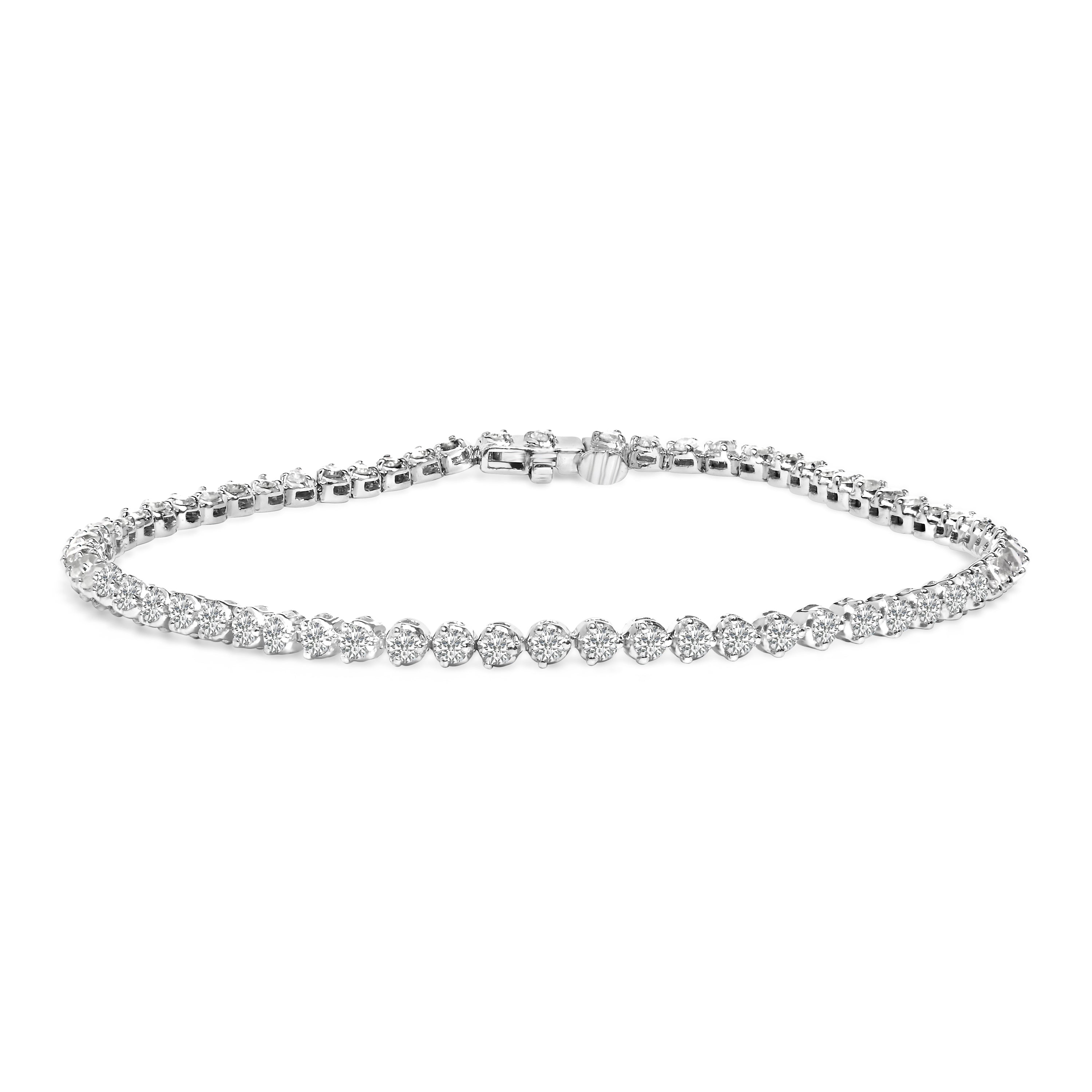.925 Sterling Silver 2.0 Cttw Diamond 3 Prong Set Tennis Bracelet DestGlow