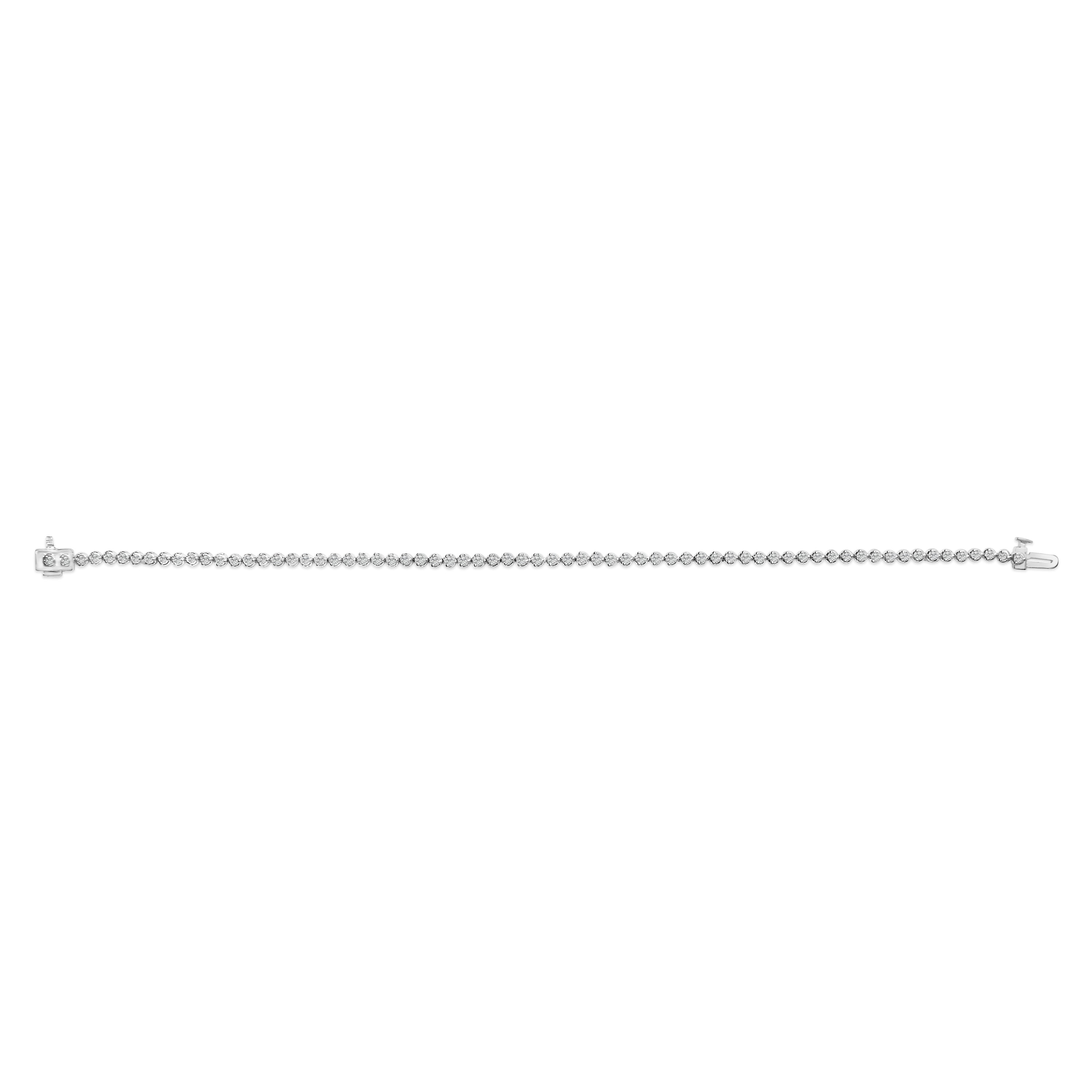 .925 Sterling Silver 2.0 Cttw Diamond 3 Prong Set Tennis Bracelet DestGlow