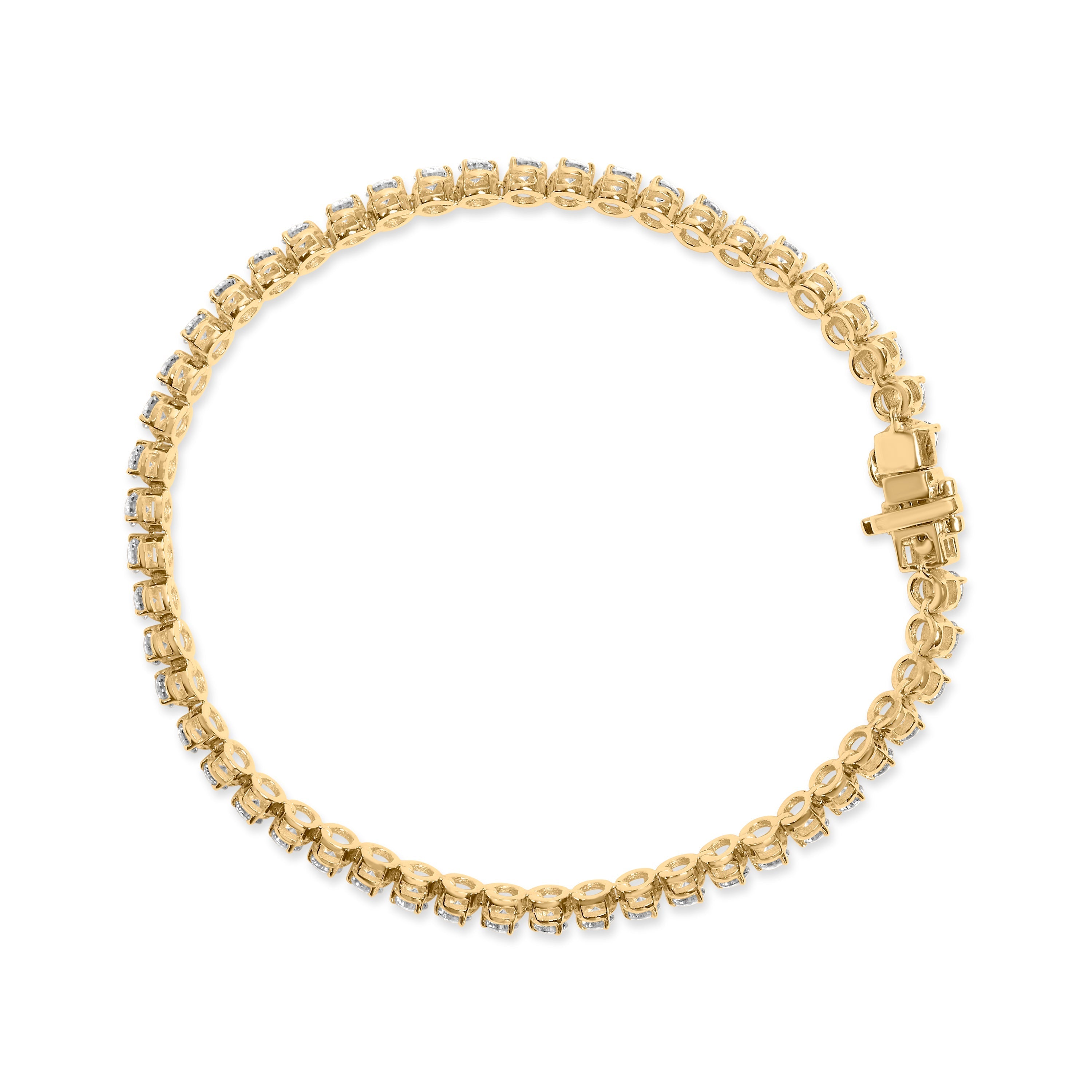 10K Yellow Gold 4.0 Cttw Lab Grown Diamond Tennis Bracelet DestGlow