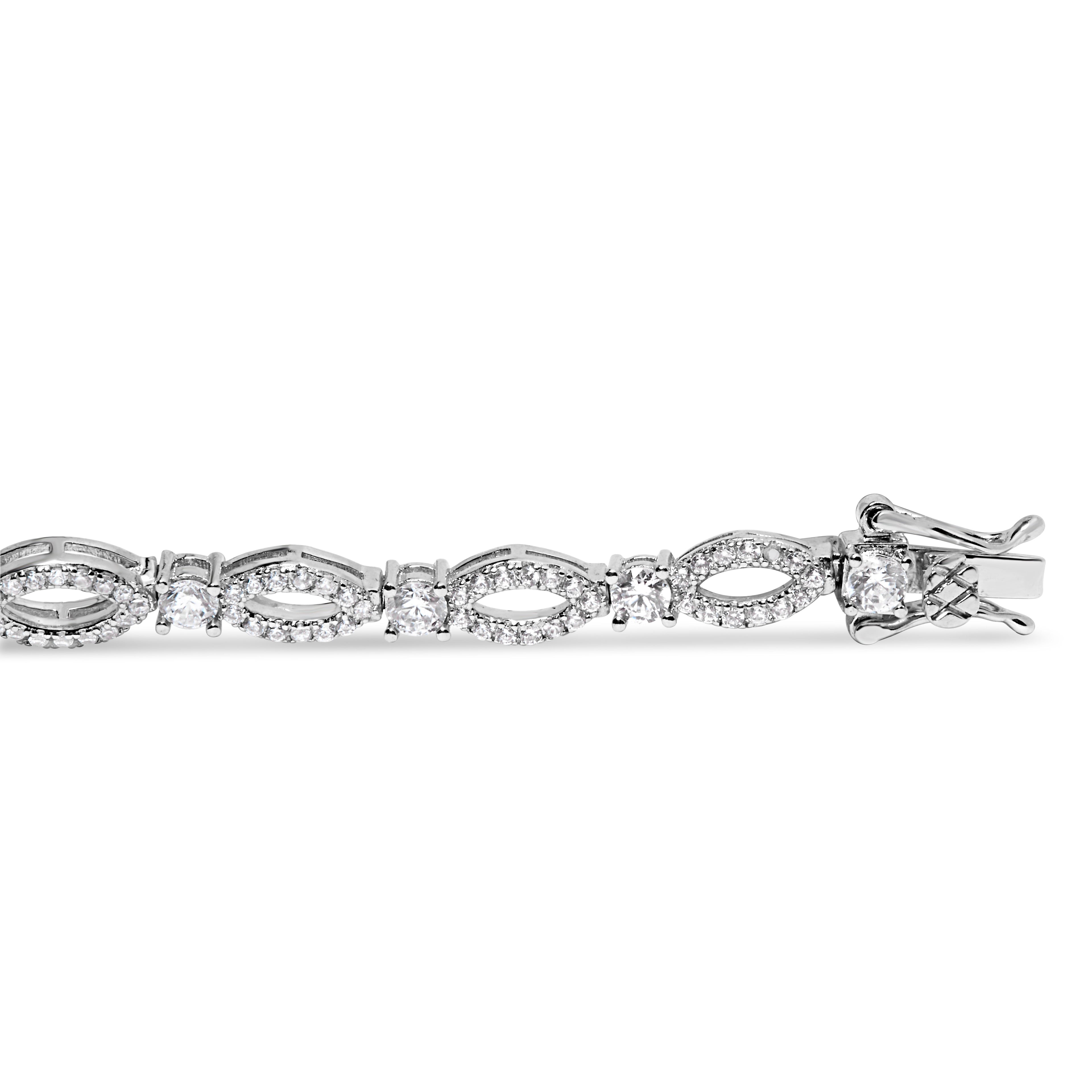 10K White Gold 3.00 Cttw Diamond Link Bracelet DestGlow