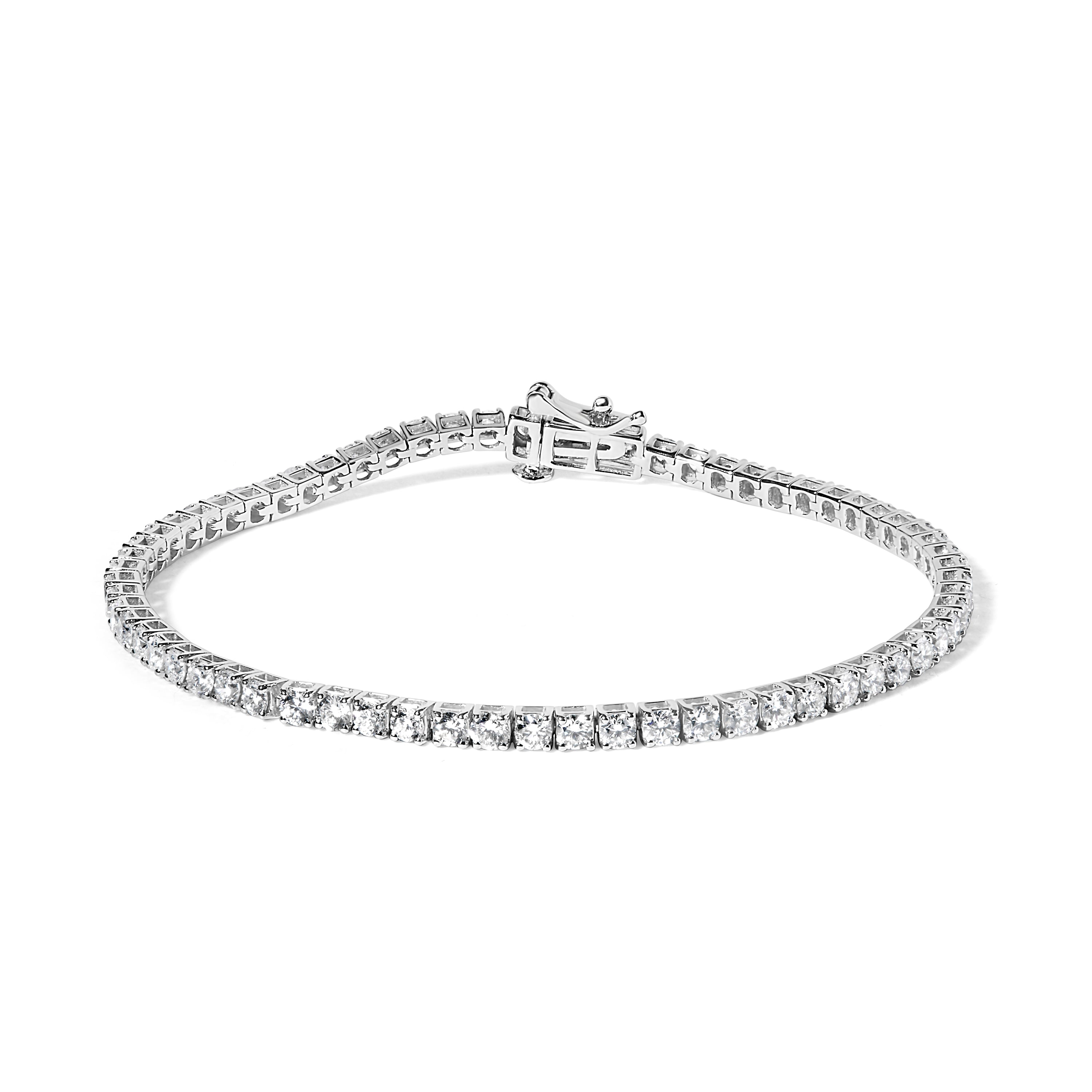 14K White Gold 4.0 Cttw Classic Lab-Grown Diamond Tennis Bracelet (F-G Color, VS2-SI1 Clarity) - 7" Inches DestGlow