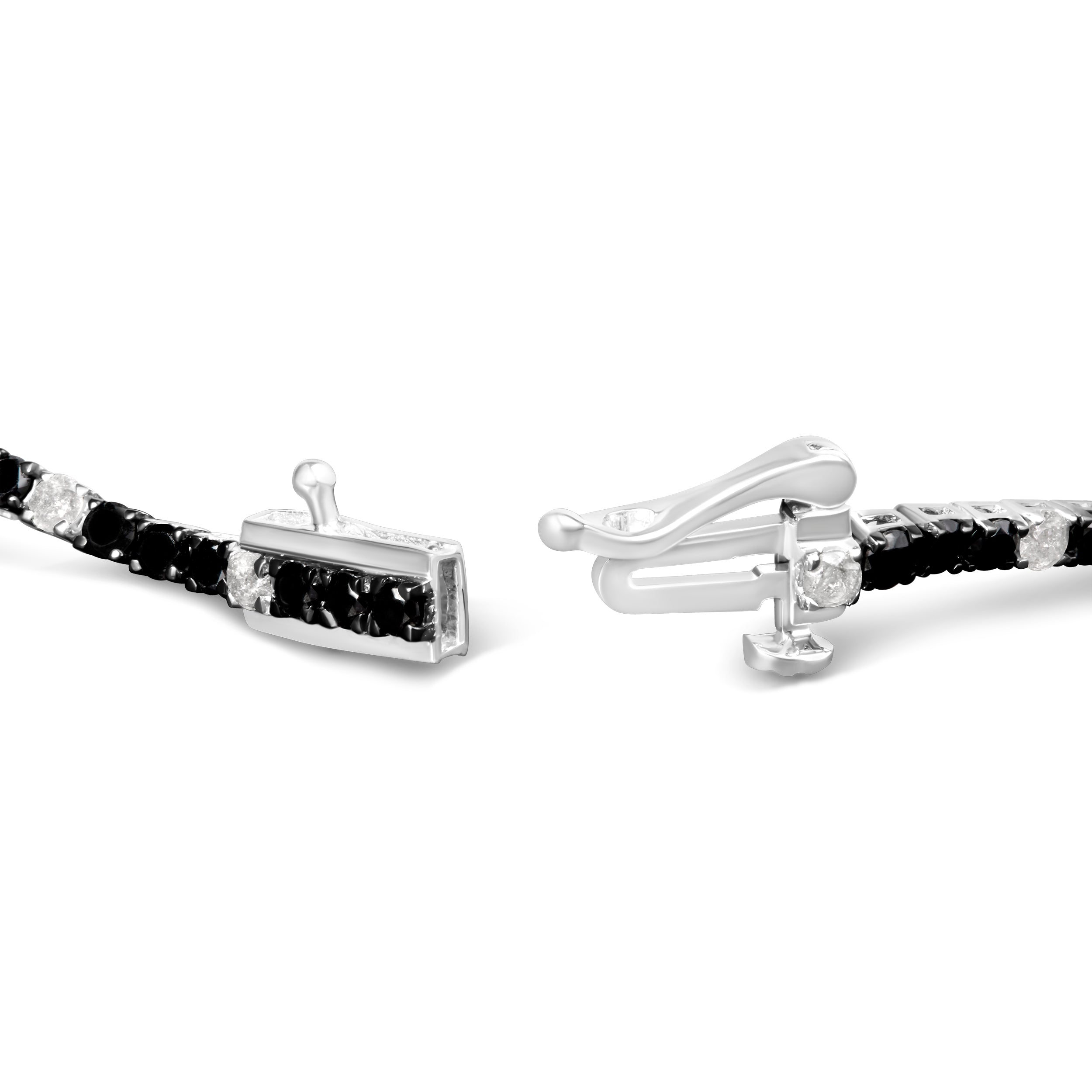 .925 Sterling Silver 3.0 Cttw Black and White Diamond Tennis Bracelet (I-J Color, I2-I3 Clarity) - 7.25" Inches by Bids.com