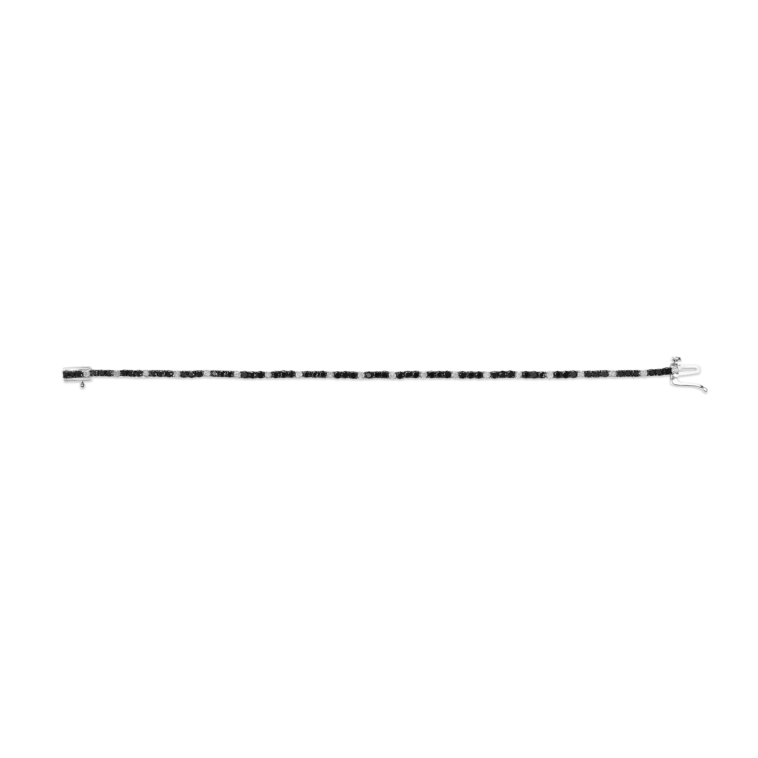 .925 Sterling Silver 3.0 Cttw Black and White Diamond Tennis Bracelet (I-J Color, I2-I3 Clarity) - 7.25" Inches by Bids.com