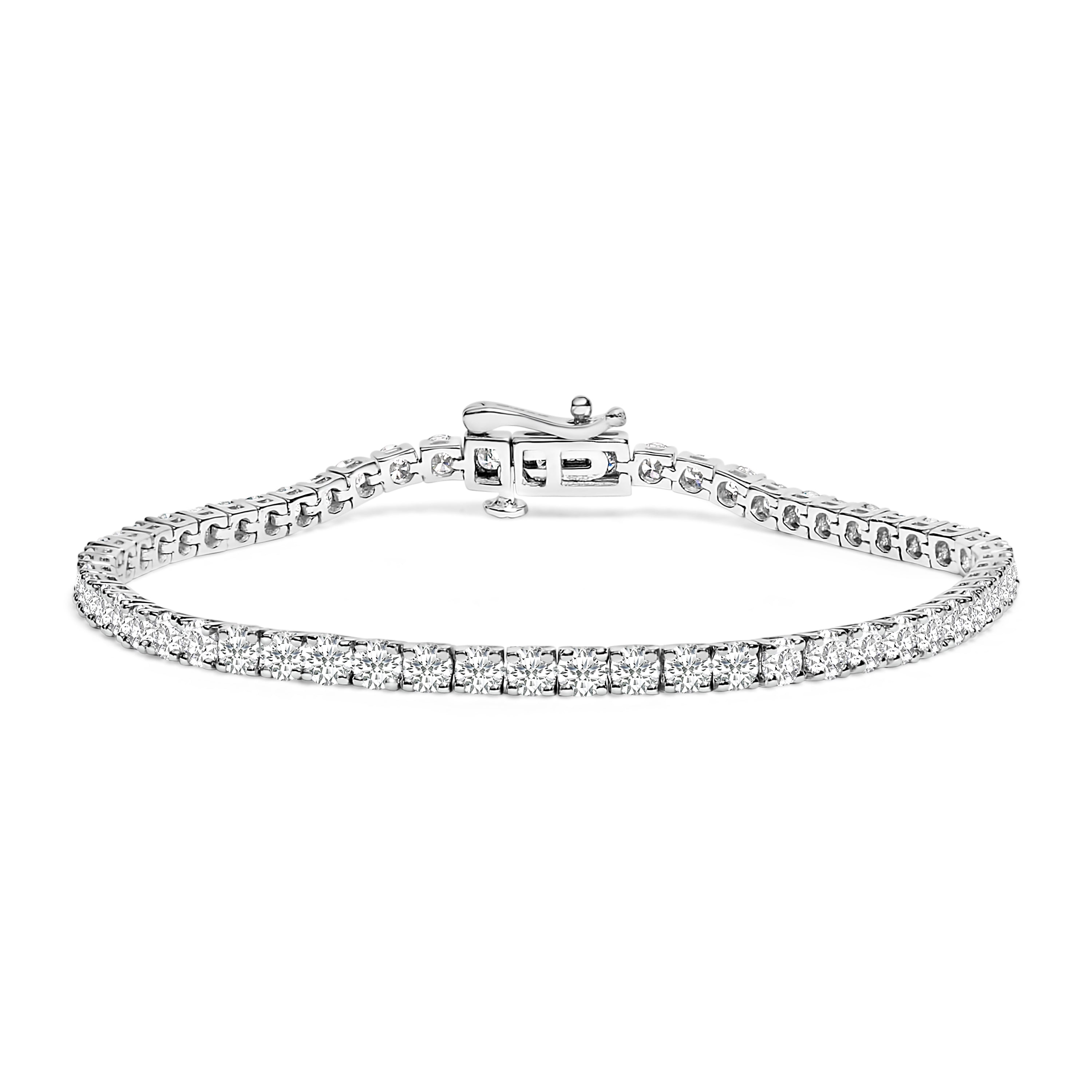 14K White Gold 6.00 Cttw Lab Grown Diamond Classic Tennis Bracelet - 7.25" DestGlow