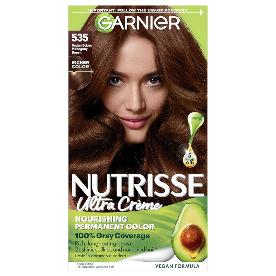 Garnier Nutrisse Ultra Crème 535 Medium Golden Mahogany Brown (Kit) DestGlow