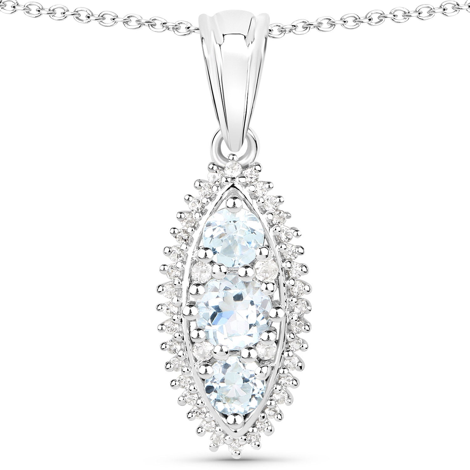 4.50 Carat Genuine Blue Topaz and White Topaz .925 Sterling Silver 3 Piece Jewelry Set (Ring, Earrings, and Pendant w/ Chain) by Bids.com
