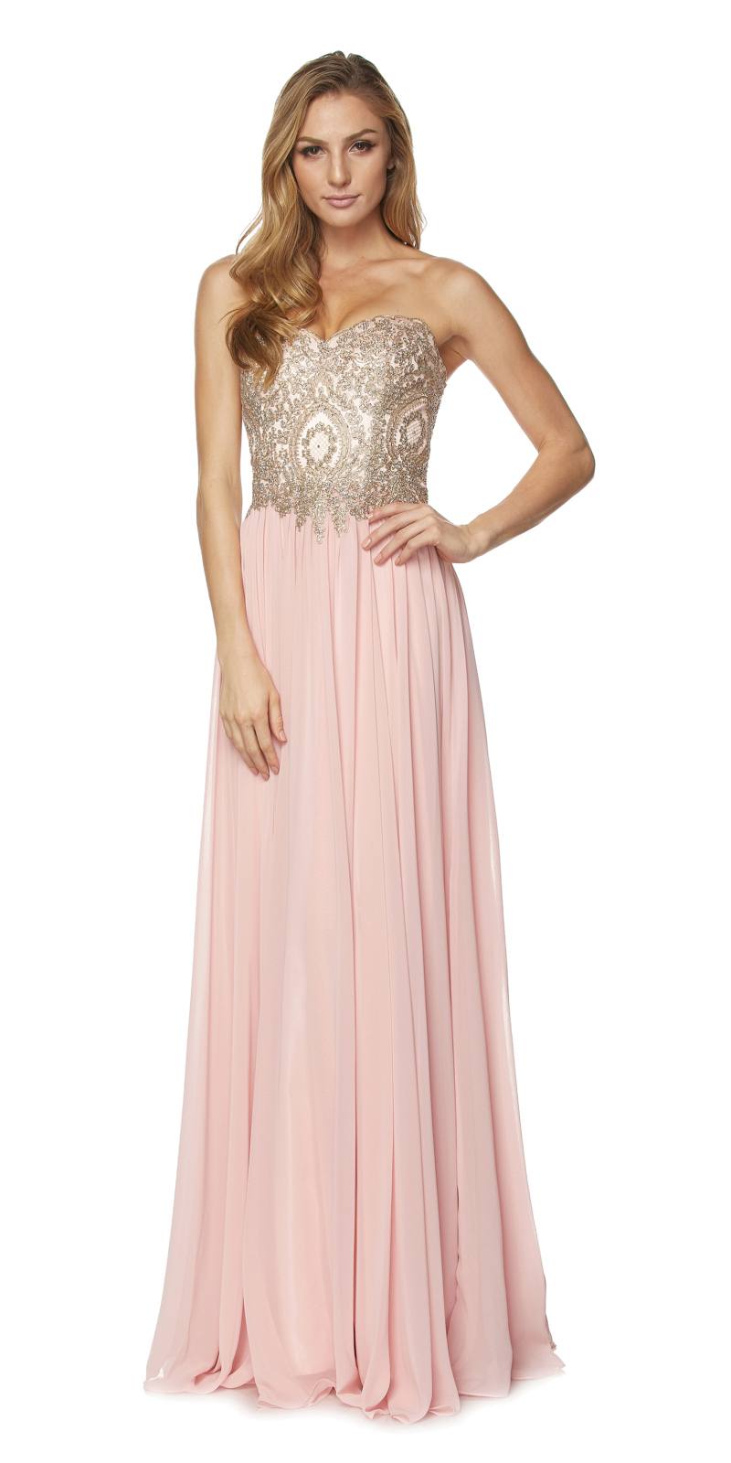 Juliet 608 Embroidered Bodice Long Formal Dress Lace Up Back by DiscountDressShop