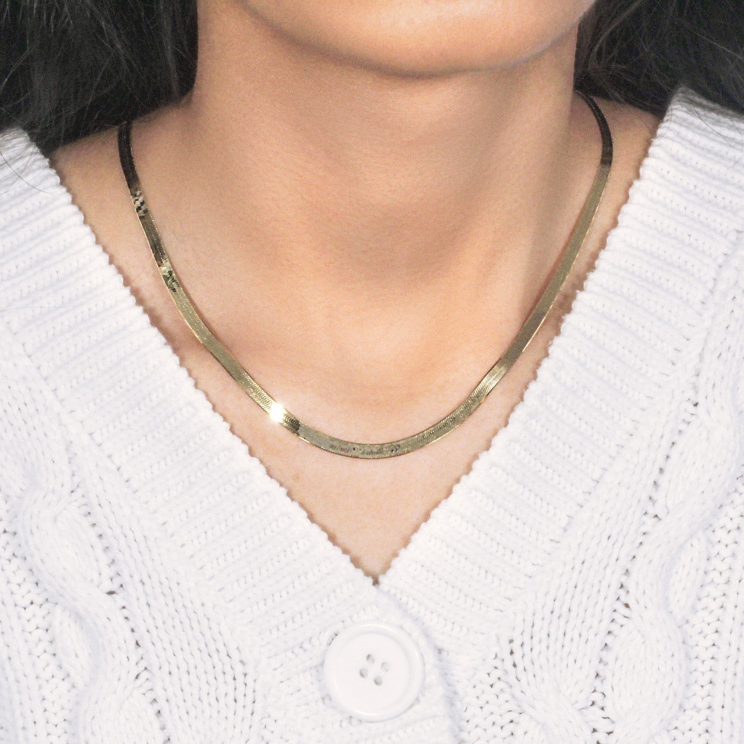 Imperial Herringbone Chain in 10k Yellow Gold (3.80 mm) DestGlow