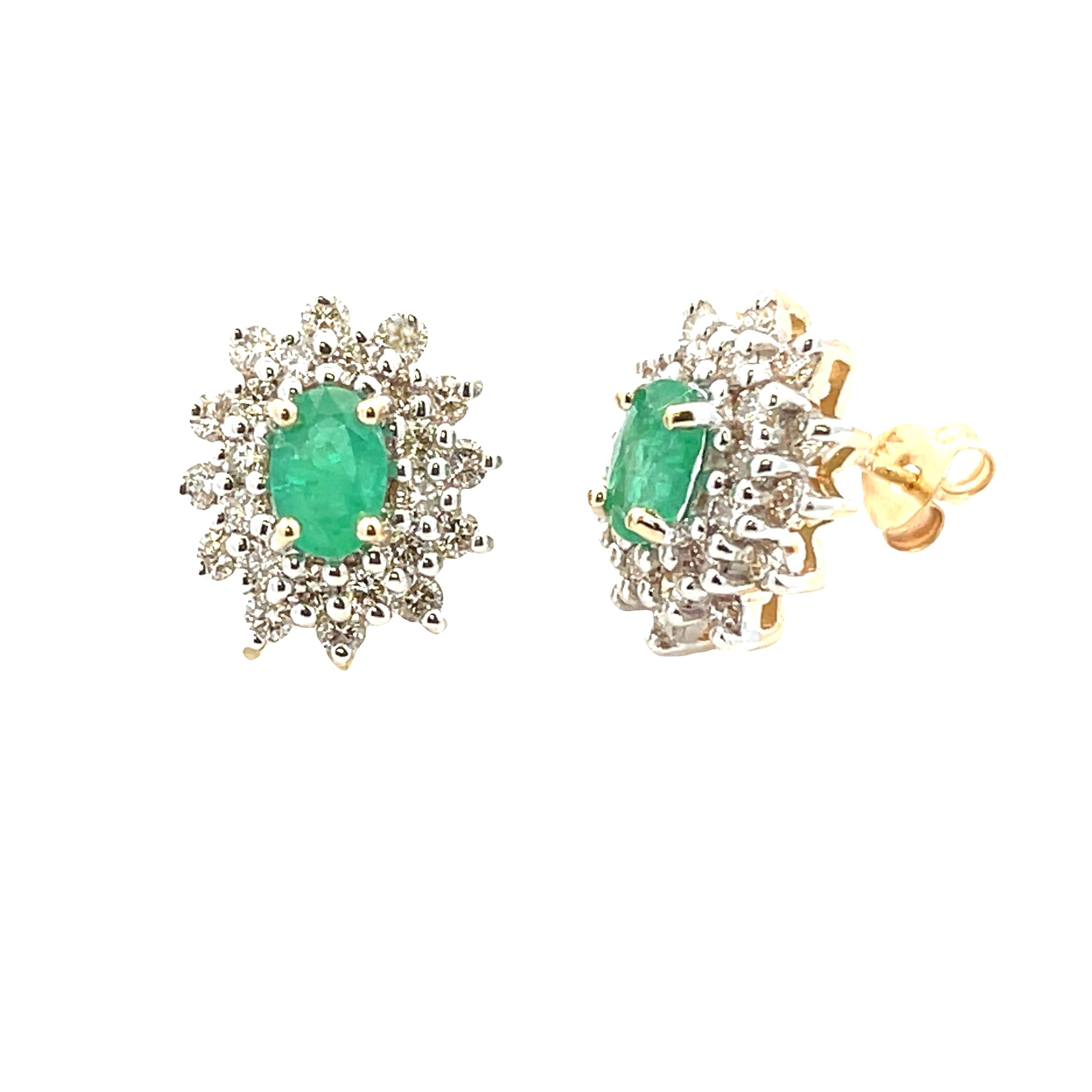 2.06ct Emerald Diamond Earrings 14KT Yellow Gold by Bids.com