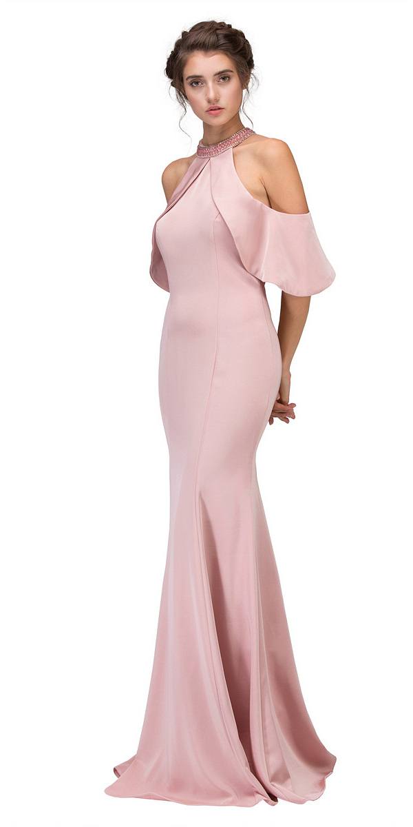 CLEARANCE - Eureka 6110 Cold Shoulder High Neckline Mermaid Gown (Size XS) by DiscountDressShop