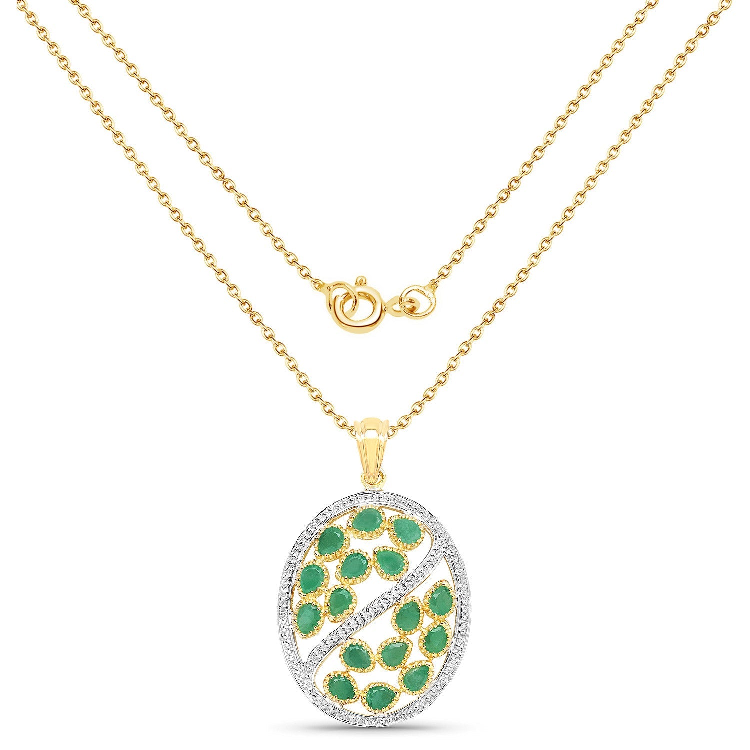 2.24 Carat Genuine Emerald .925 Sterling Silver Pendant by Bids.com