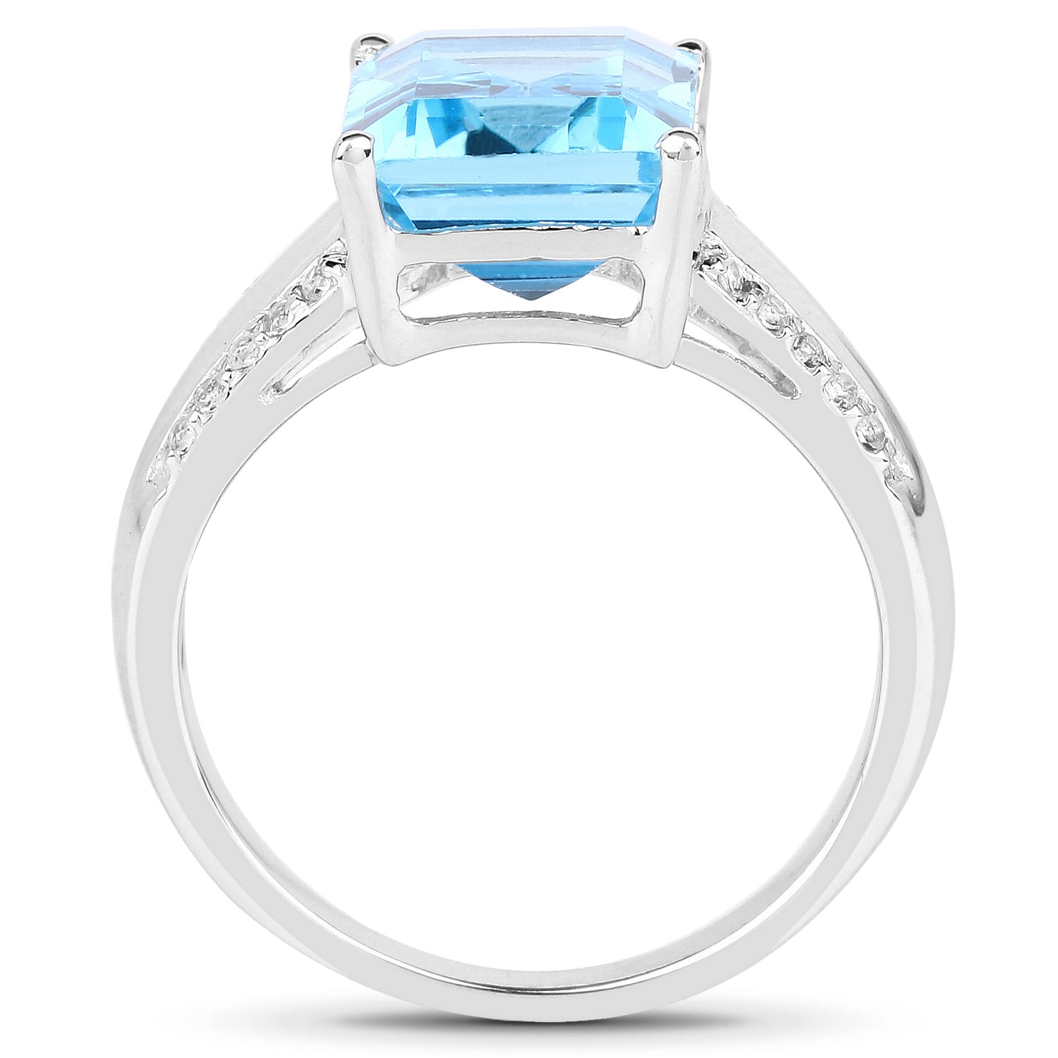5.78 Carat Genuine Swiss Blue Topaz and White Topaz .925 Sterling Silver Ring by Bids.com