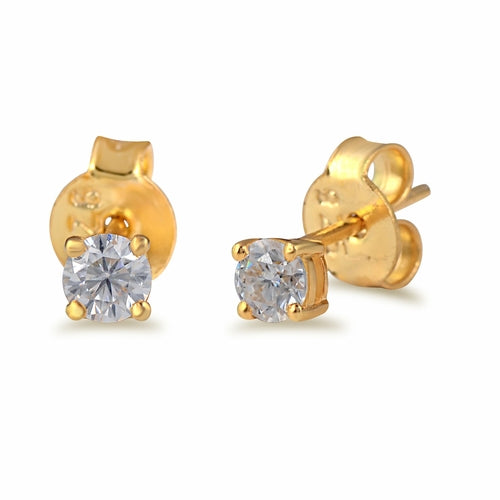 White Moissanite Stud Earrings - 4mm Round Lab Grown Sterling Silver