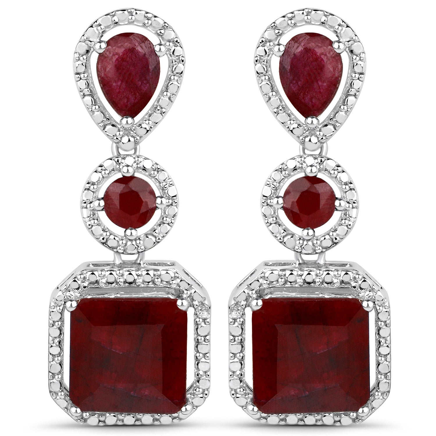 11.34 Carat Dyed Ruby .925 Sterling Silver Earrings DestGlow
