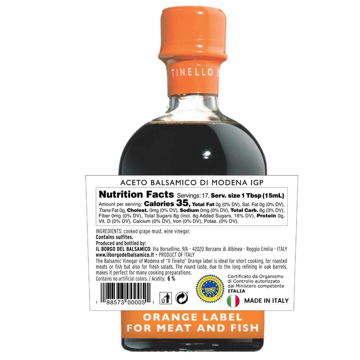IL TINELLO, Aceto Balsamico di Modena IGP, Orange Label, (8.5 fl oz) 250ml