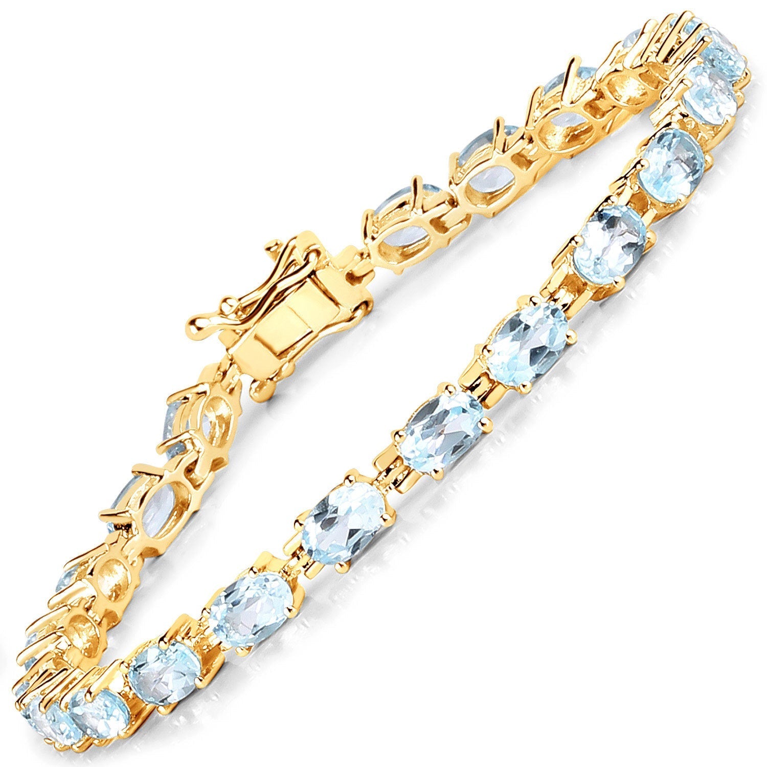 11.22 Carat Genuine Blue Topaz .925 Sterling Silver Bracelet DestGlow