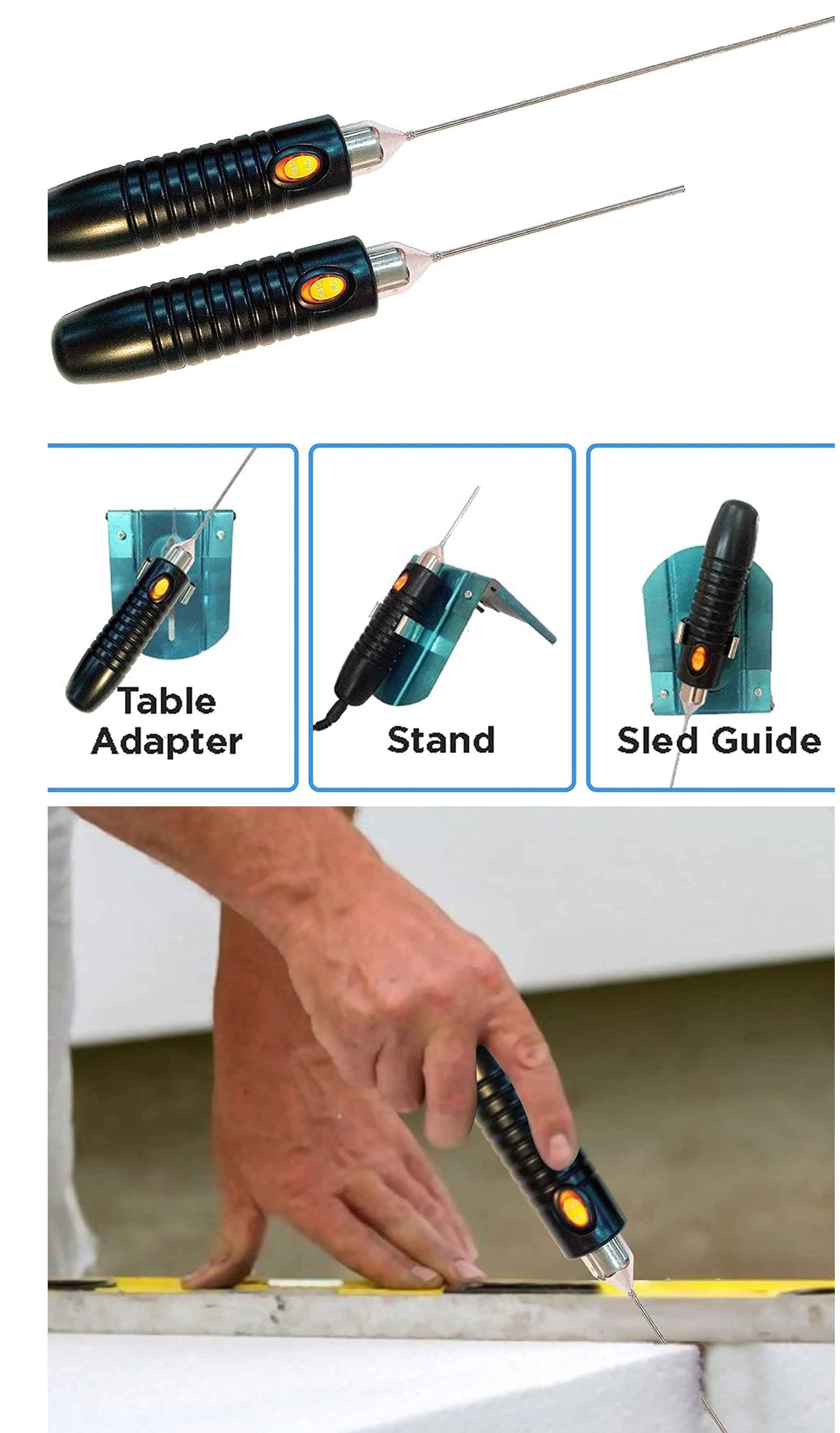 Crafters Hot Knife Set 6" and 9" Rod Style Knives with Sled Guide & Stand