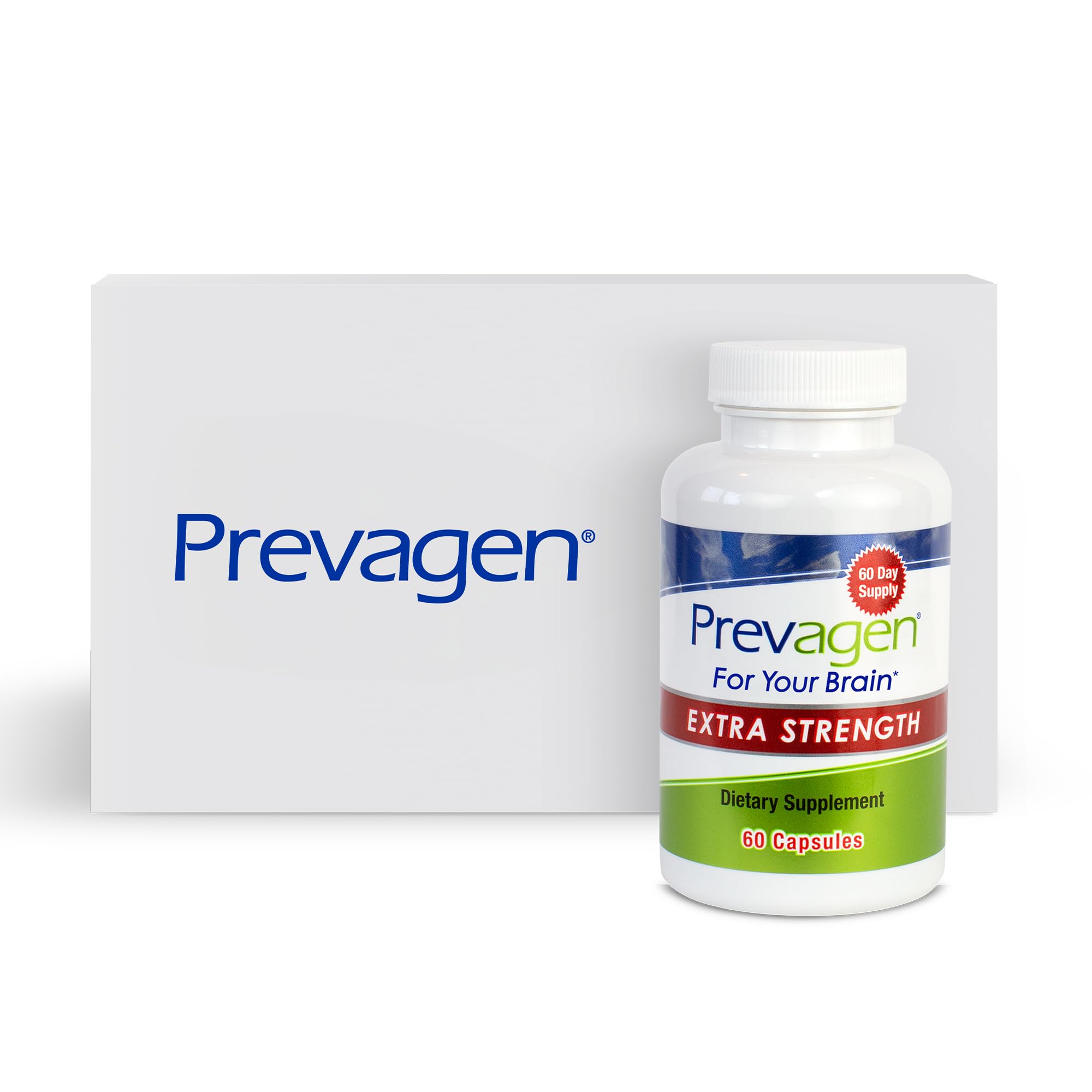 Prevagen Extra Strength 20mg, 60 Capsules with Apoaequorin & Vitamin D with Attractive and Stackable Prevagen Storage Box by Vitaminprep