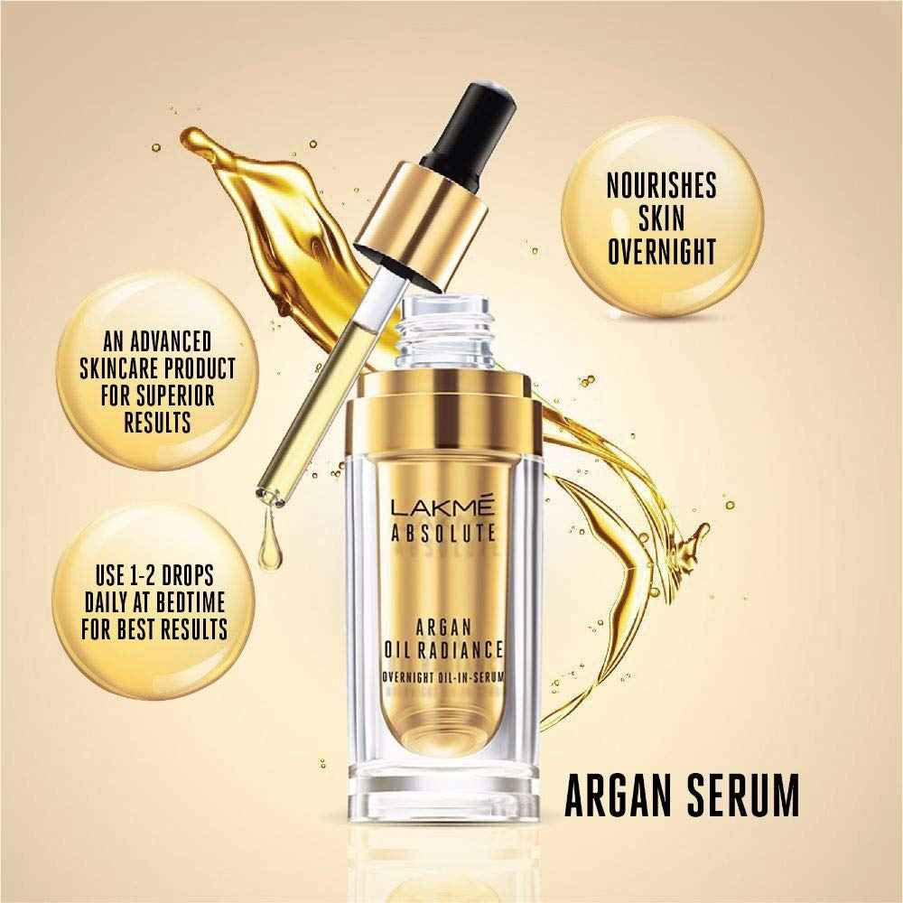Lakmé Absolute Argan Oil Radiance Overnight Oil-in-Serum, 15ml