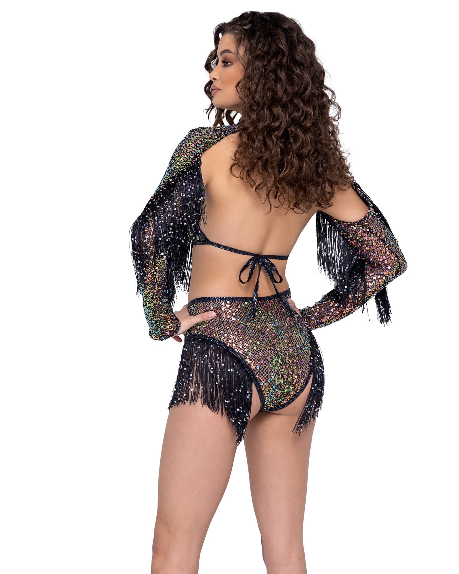 Sequin Fishnet High Waisted Shorts - DestGlow