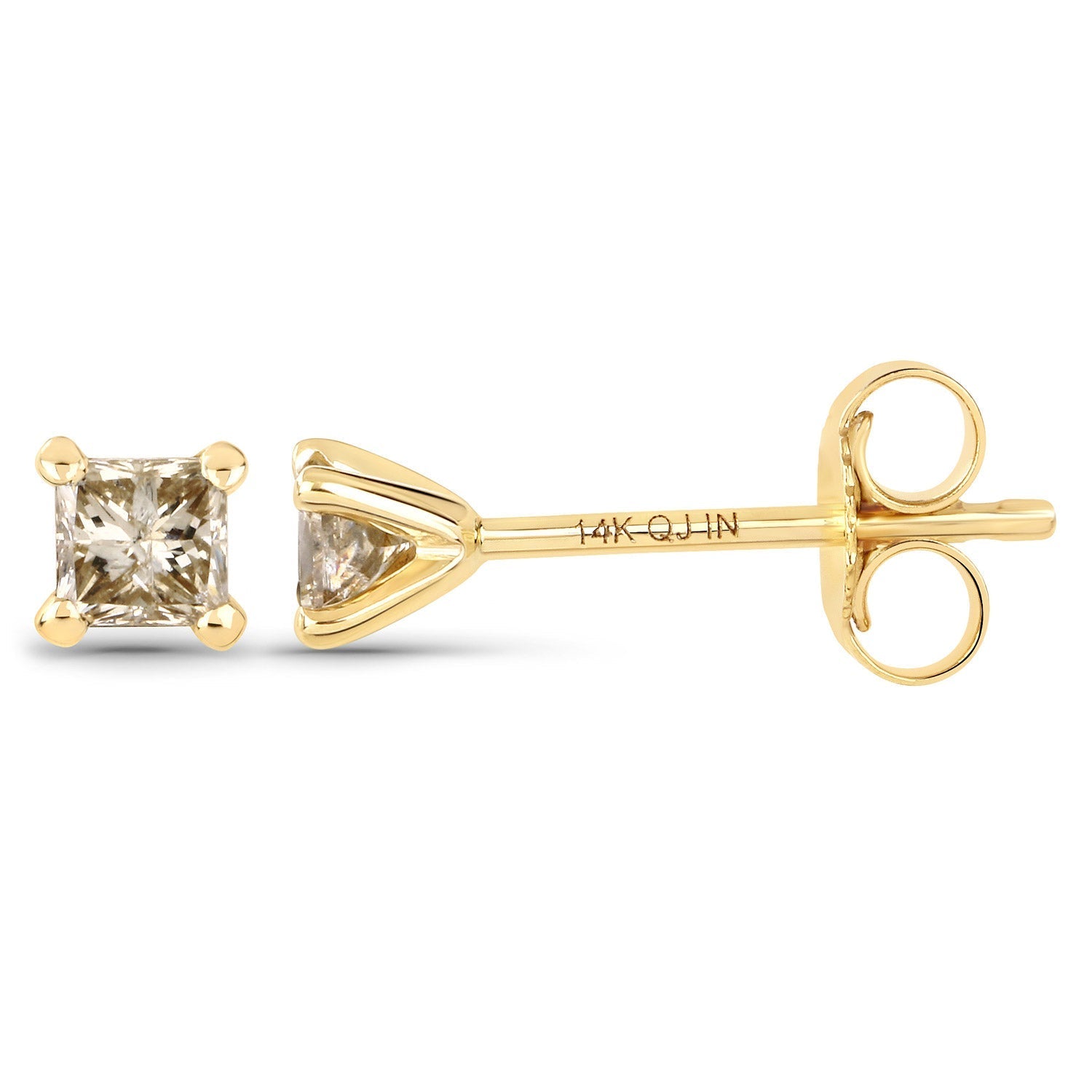0.31 Carat Genuine Champagne Diamond 14K Yellow Gold Earrings (I1-I2) DestGlow