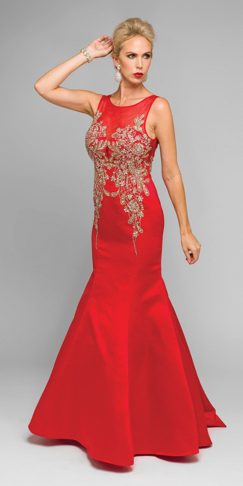 Juliet 623 Trumpet Style Gown with Applique Beading by DiscountDressShop