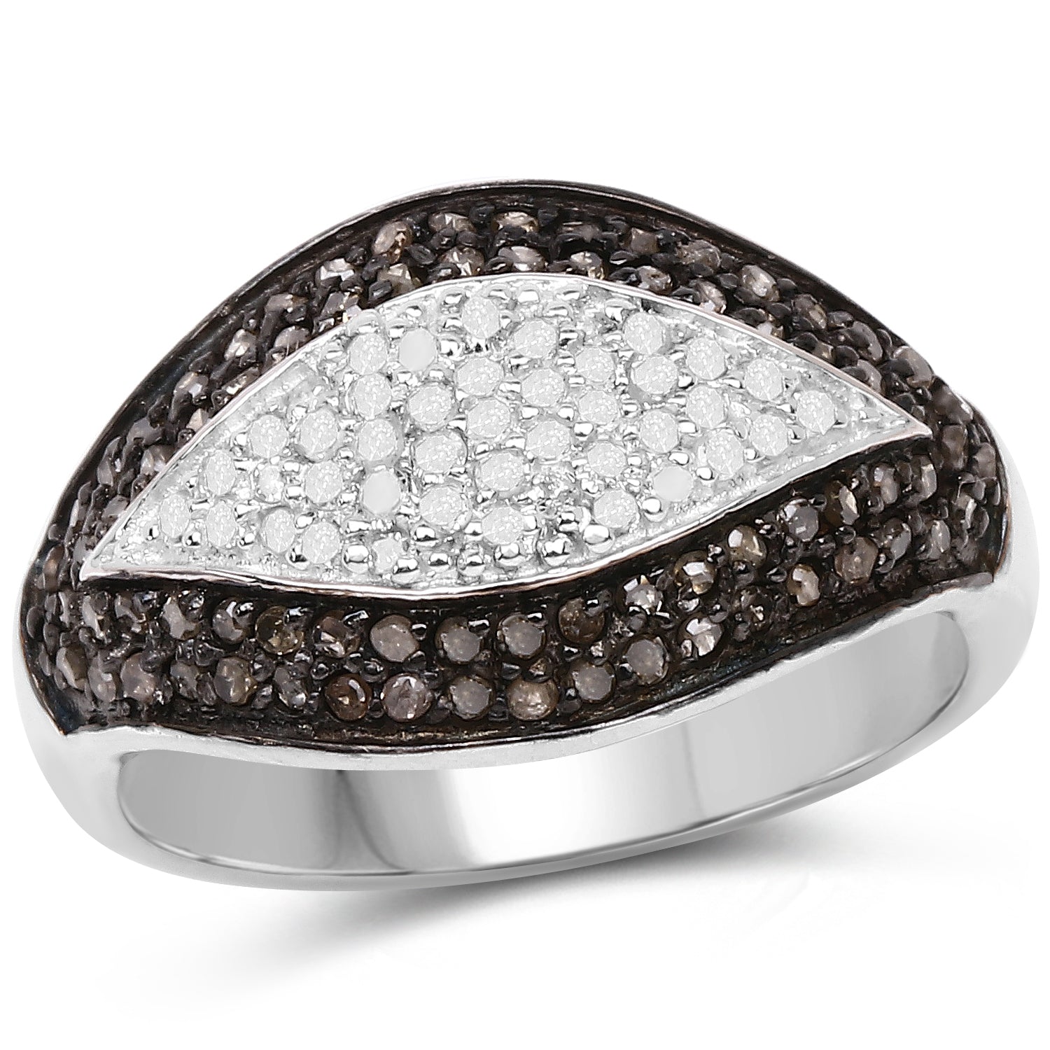 0.50 Carat Genuine Champagne Diamond and White Diamond .925 Sterling Silver Ring by Bids.com