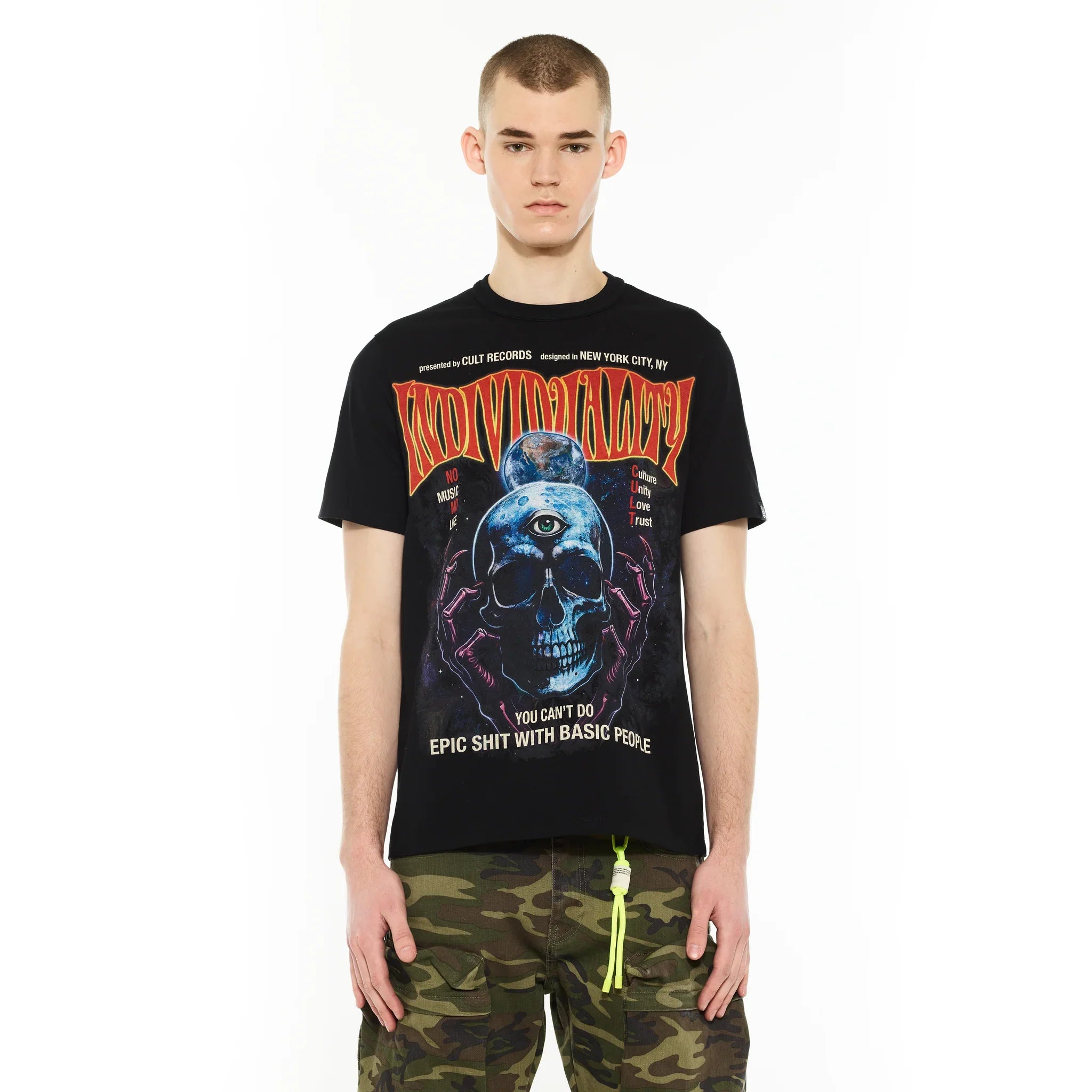 Cult Of Individuality Psychedelic Crew Tee - Black by Denim Exchange