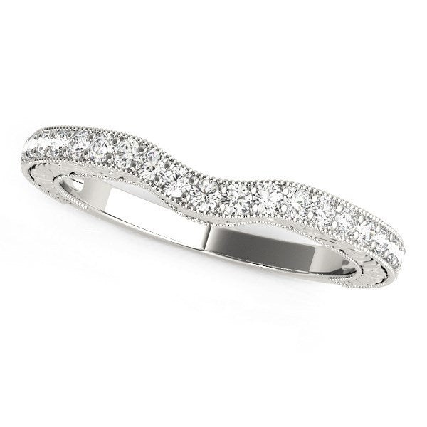 14k White Gold Antique Style Milgrained Curved Diamond Ring (1/4 cttw) by Bids.com