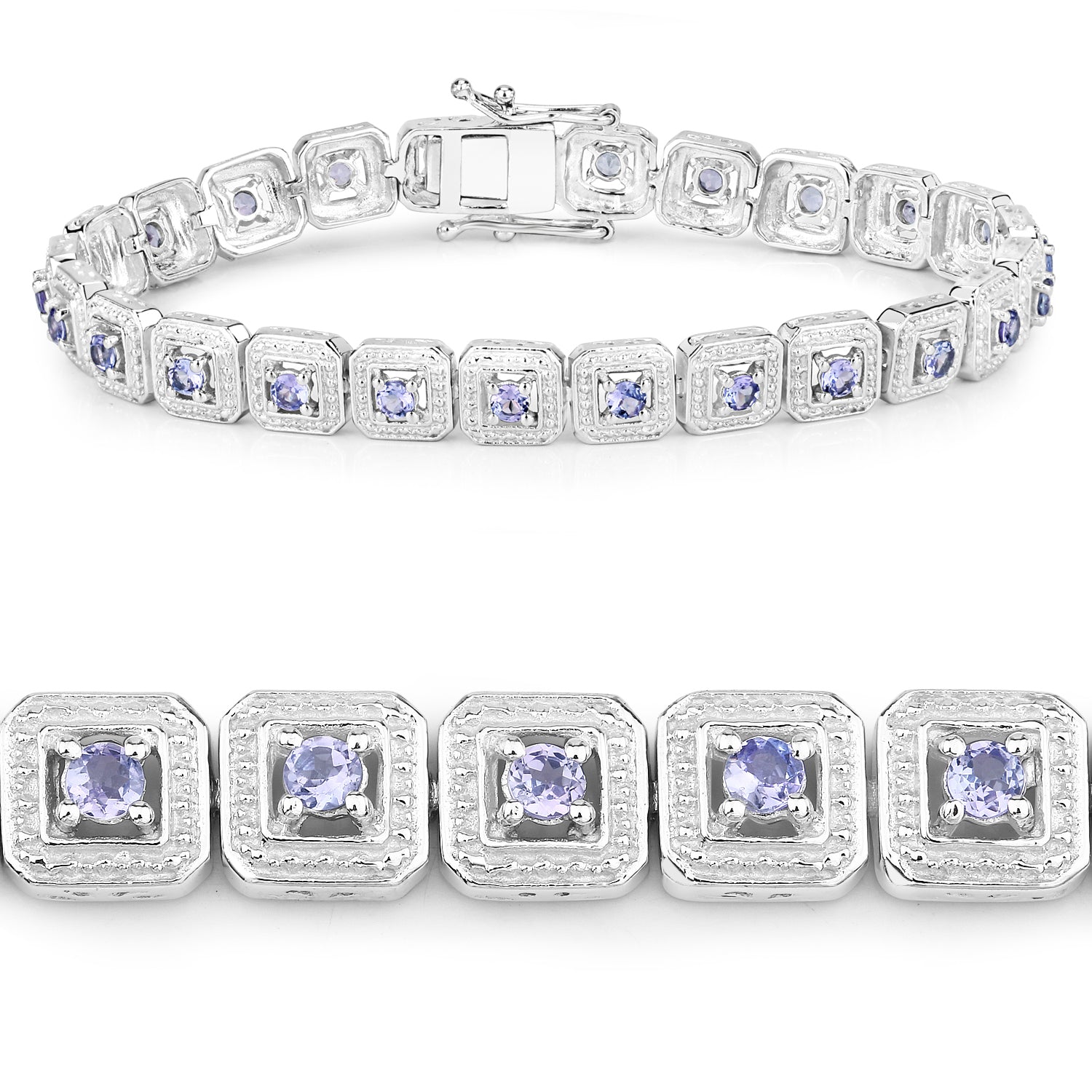 2.40 Carat Genuine Tanzanite .925 Sterling Silver Bracelet DestGlow