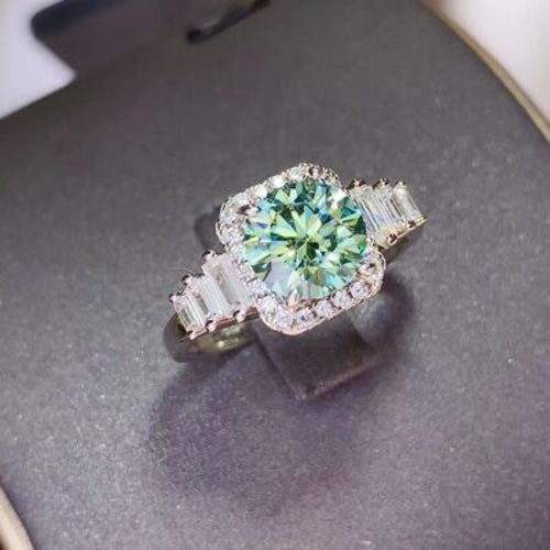 3 Carat Moissanite Ring - Platinum Plated 925 Sterling Silver