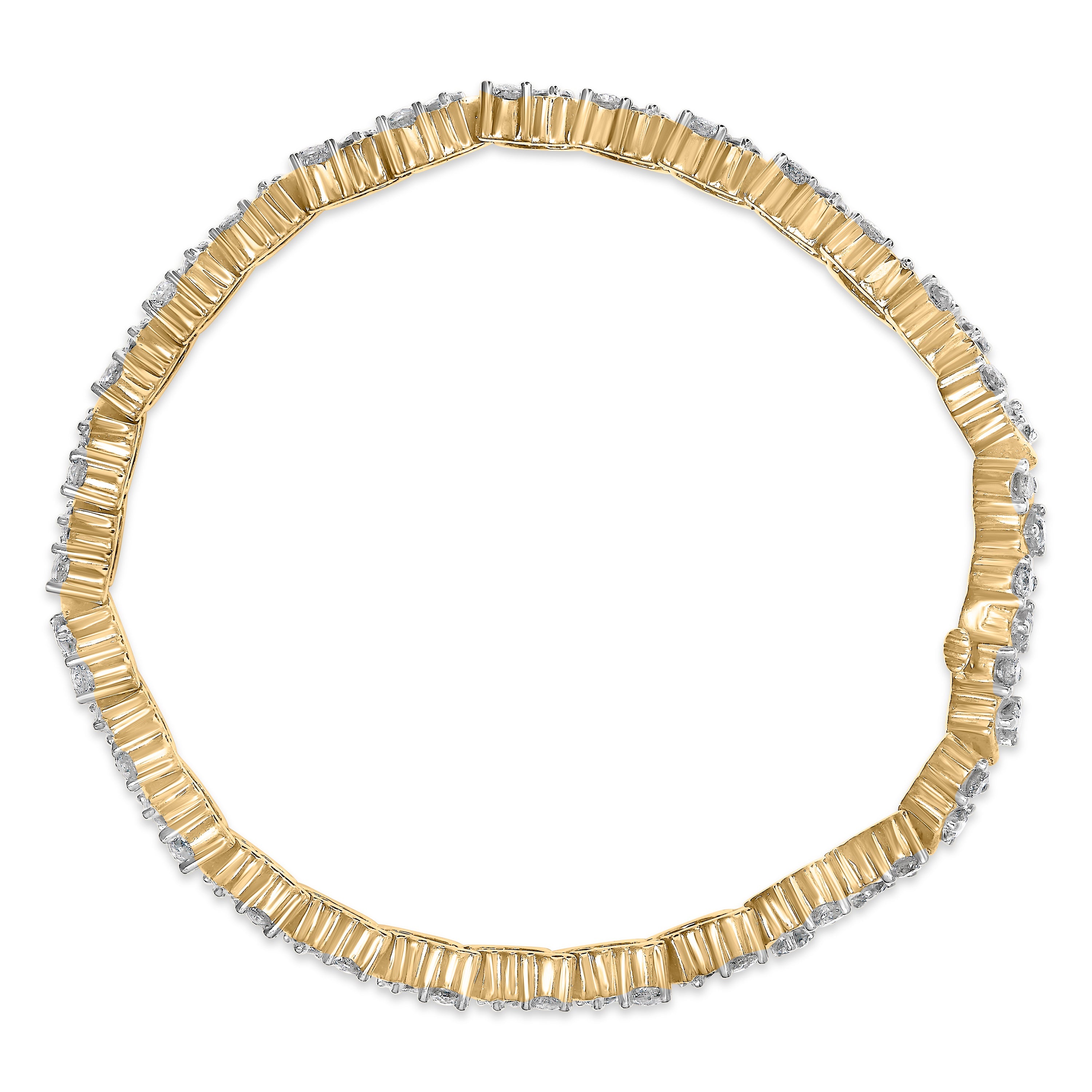 14K Yellow Gold 4.00 Cttw Diamond Triangle Link Tennis Bracelet (H-I Color, I1-I2 Clarity) - 7" Inches by Bids.com
