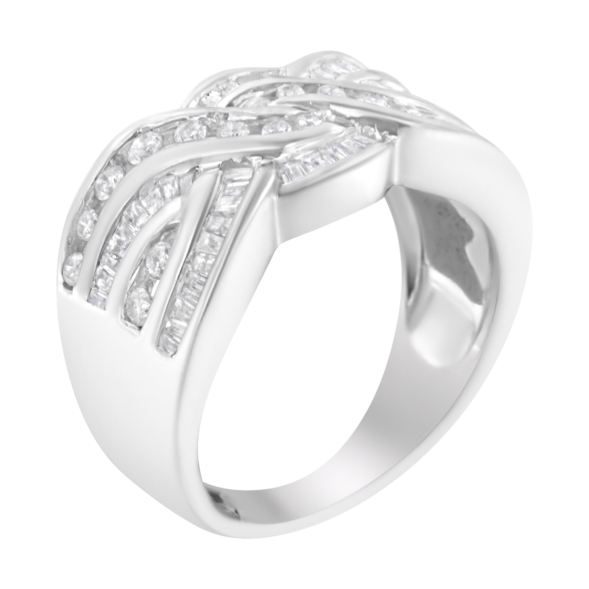 10K White Gold Diamond Bypass Ring (1 Cttw, H-I Color, I1-I2 Clarity) - Size 6-3/4 by Bids.com