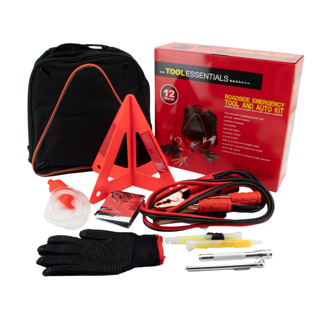 Tool Essentials 12-Piece Roadside Emergency Auto Tool Kit DestGlow