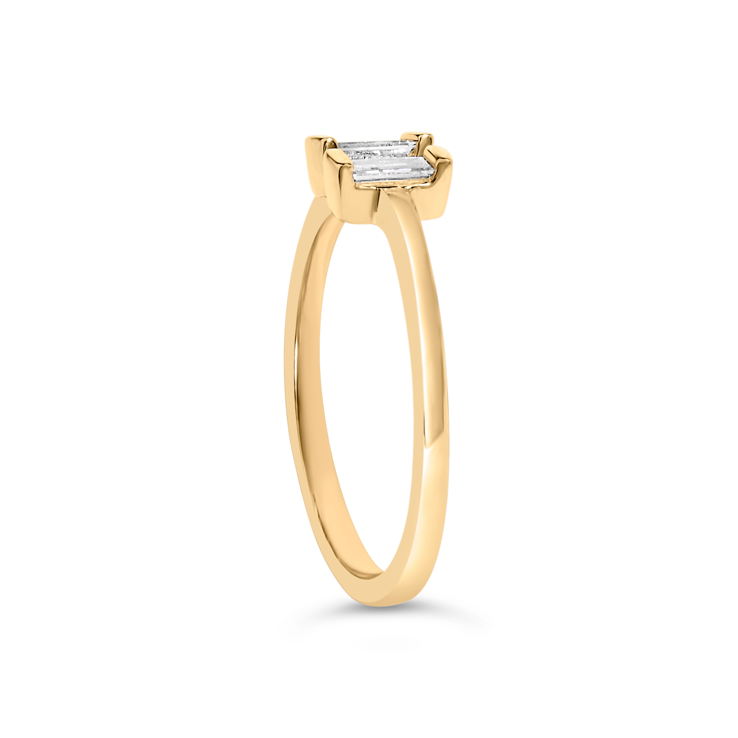 14K Yellow Gold Plated Sterling Silver 1/5 Cttw Baguette Diamond Open Band Ring by Bids.com