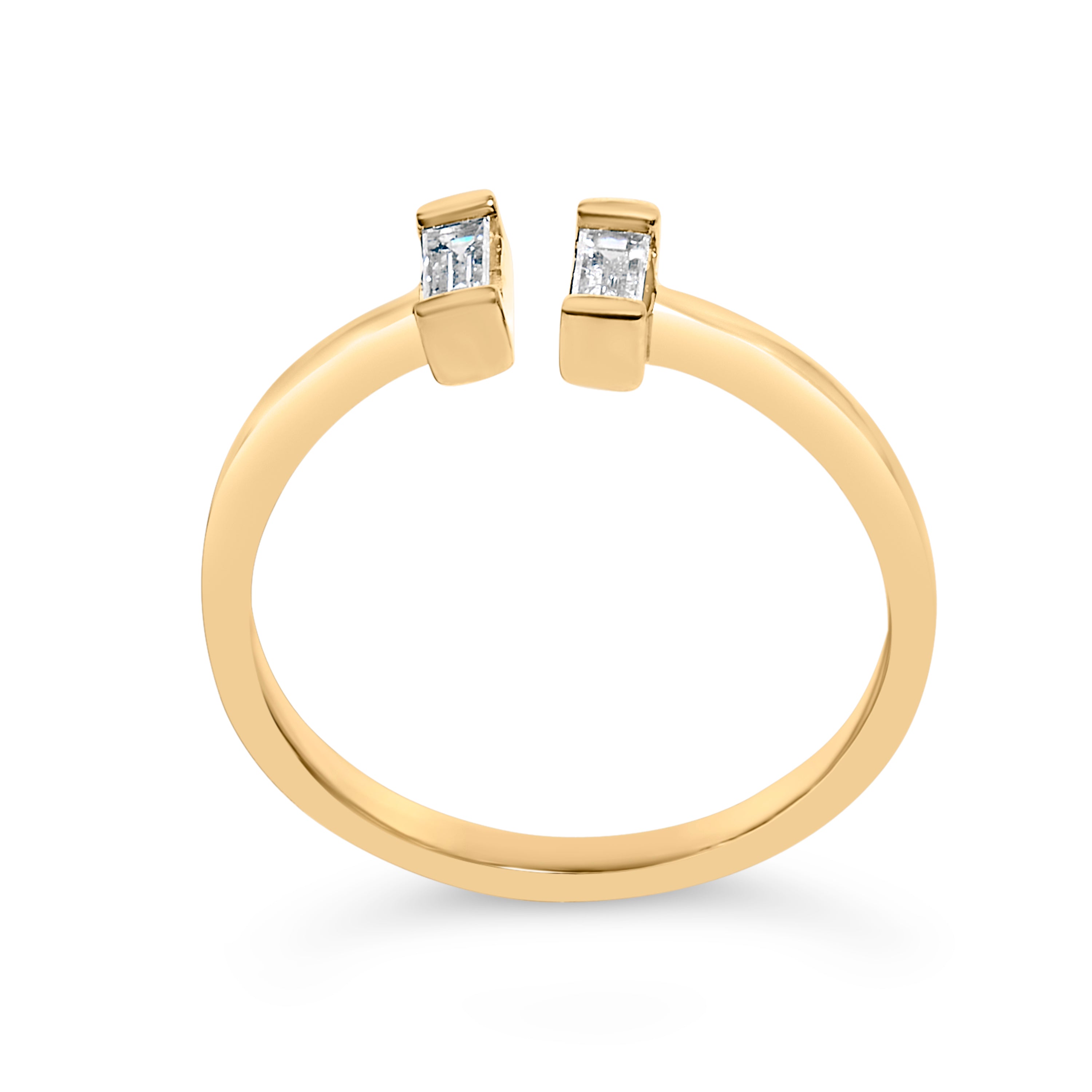 14K Yellow Gold Plated Sterling Silver 1/5 Cttw Baguette Diamond Open Band Ring by Bids.com