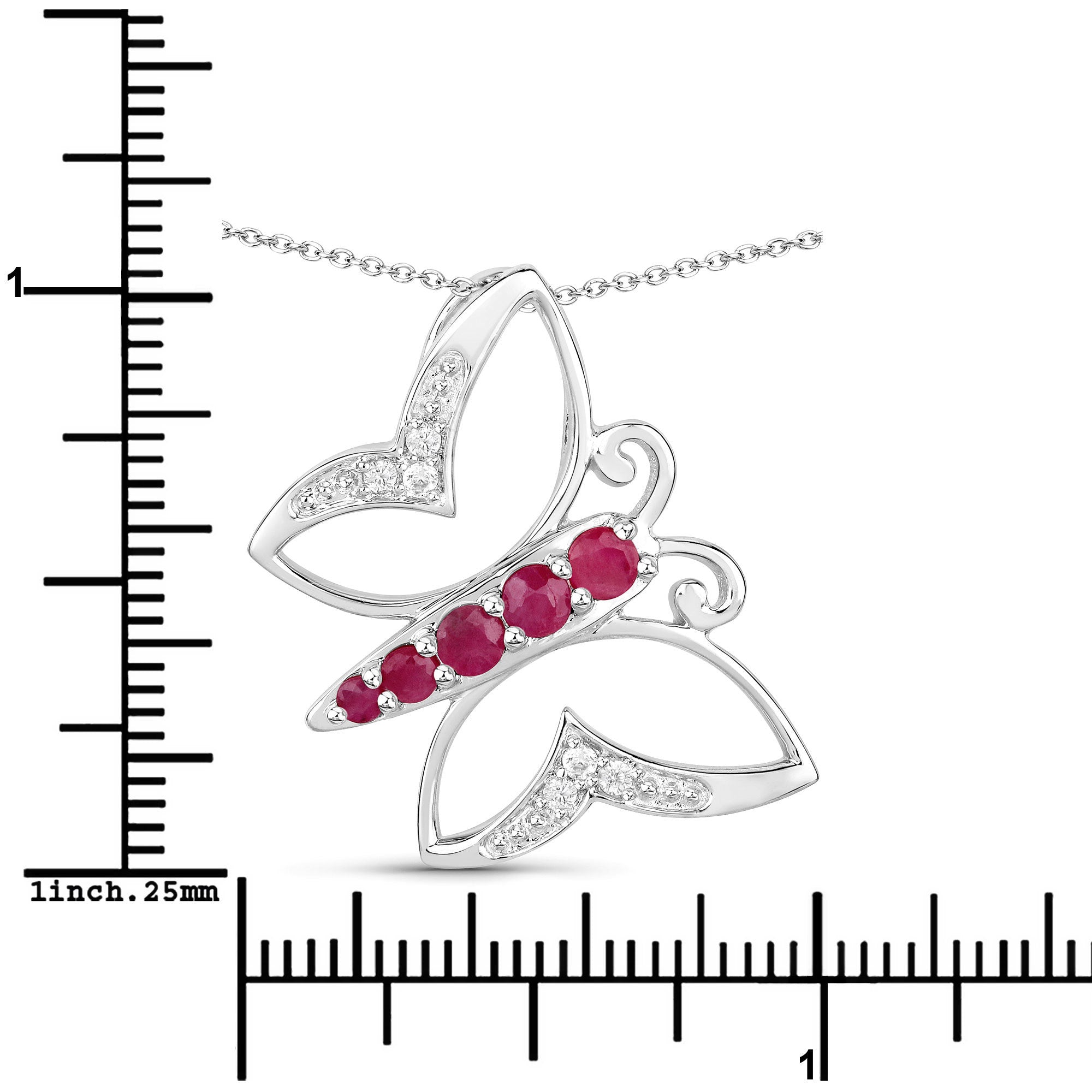 0.62 Carat Genuine Ruby and White Zircon .925 Sterling Silver Necklace DestGlow
