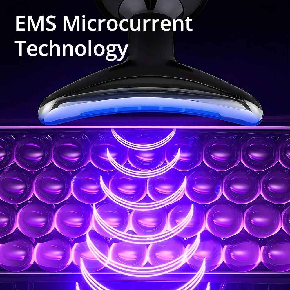 7 Color LED Neck Tightening Facial Device,Red Light Therapy for Face,Neck Lifting Device Face Massager for Face Lift, Facial Massager, anti Aging, 3 in 1 Portable Skin Care Tools, White