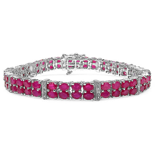 16.77 Carat Genuine Glass Filled Ruby & White Topaz .925 Sterling Silver Bracelet by Bids.com