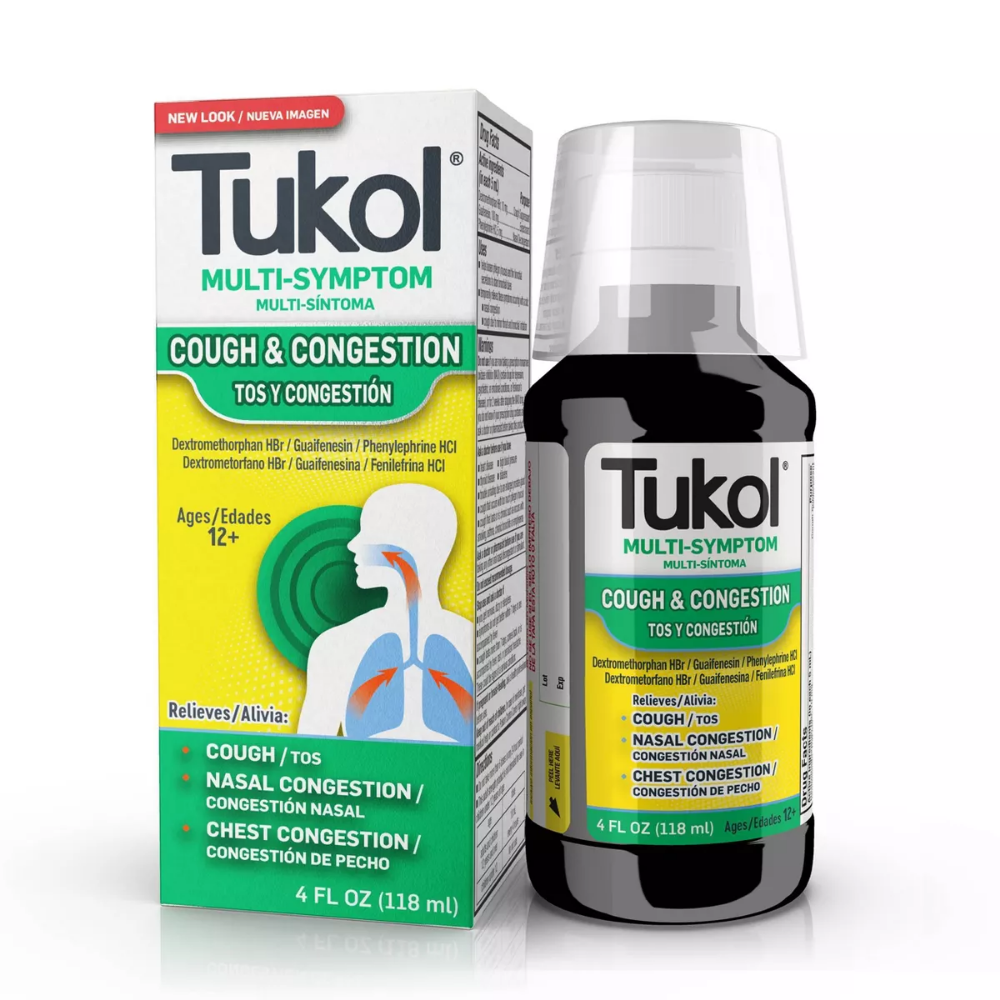 Tukol Extra Strength Multi Symptom Cough & Congestion Relief Liquid Dextromethorphan (4 oz) DestGlow