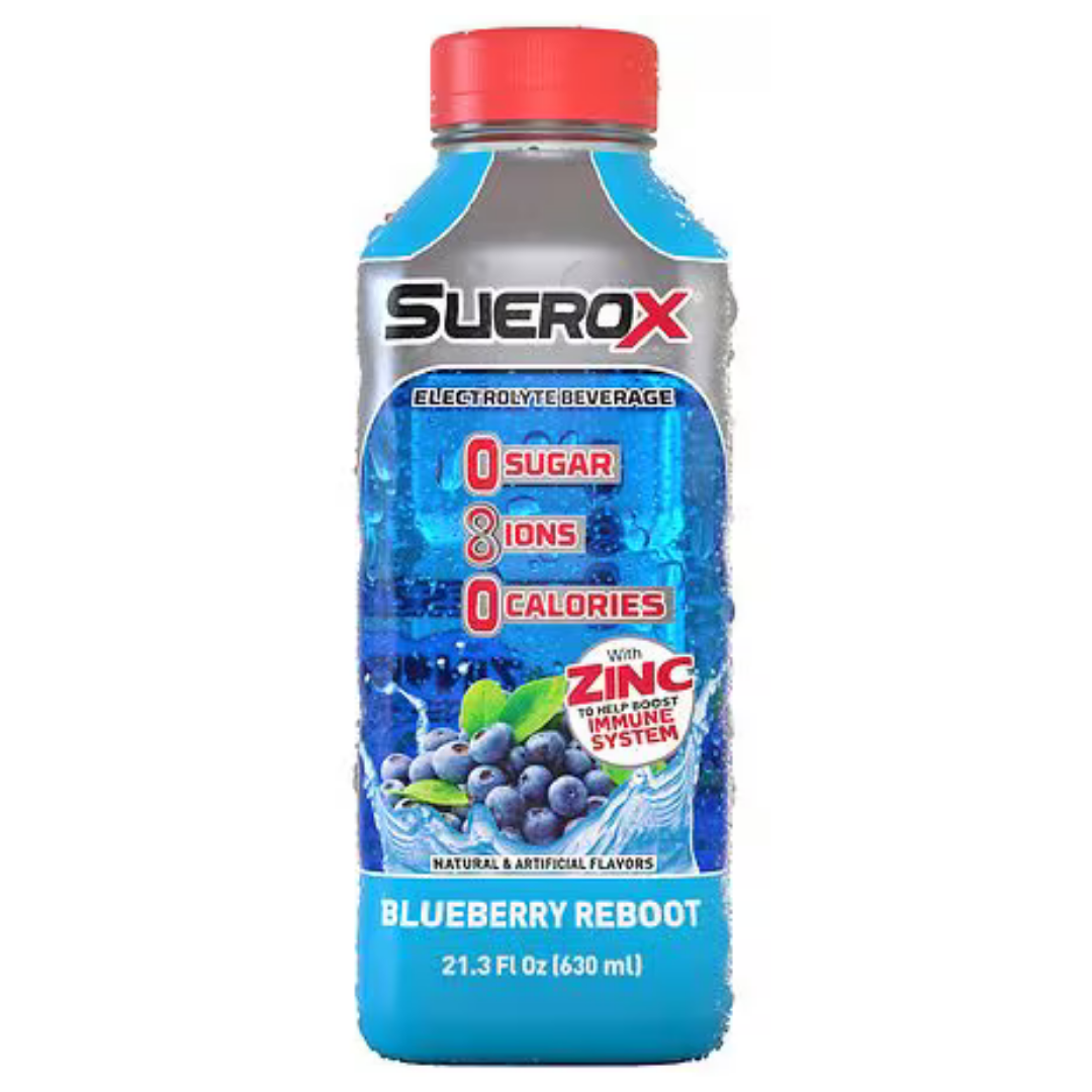 Suerox Zero Sugar Blueberry Electrolyte Beverage 21.3oz DestGlow