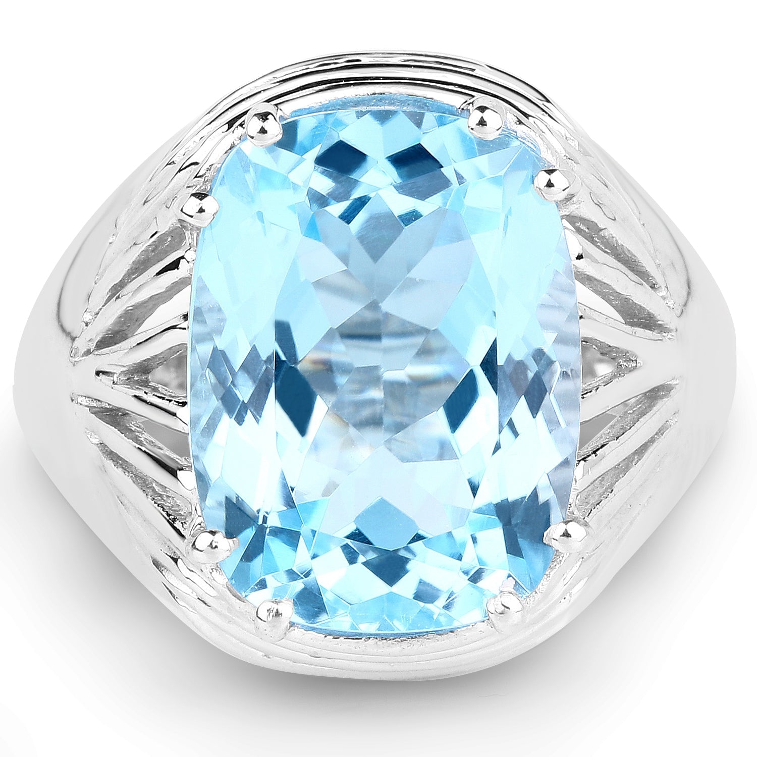 12.10 Carat Genuine Blue Topaz .925 Sterling Silver Ring by Bids.com